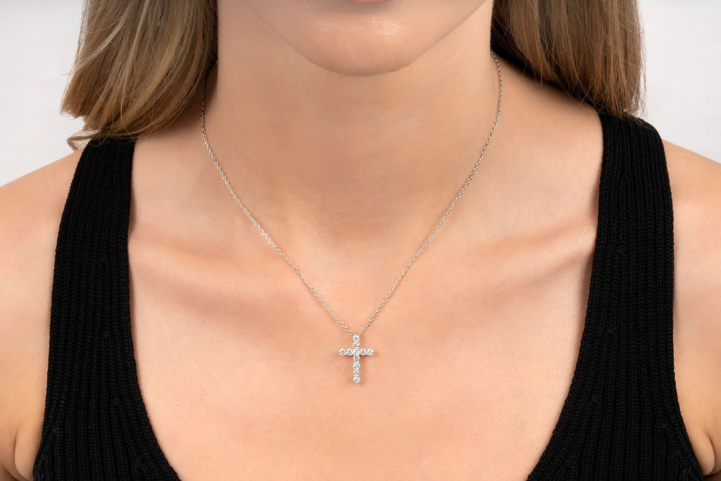 14K Classic Diamond Cross | Restivo Jewelers