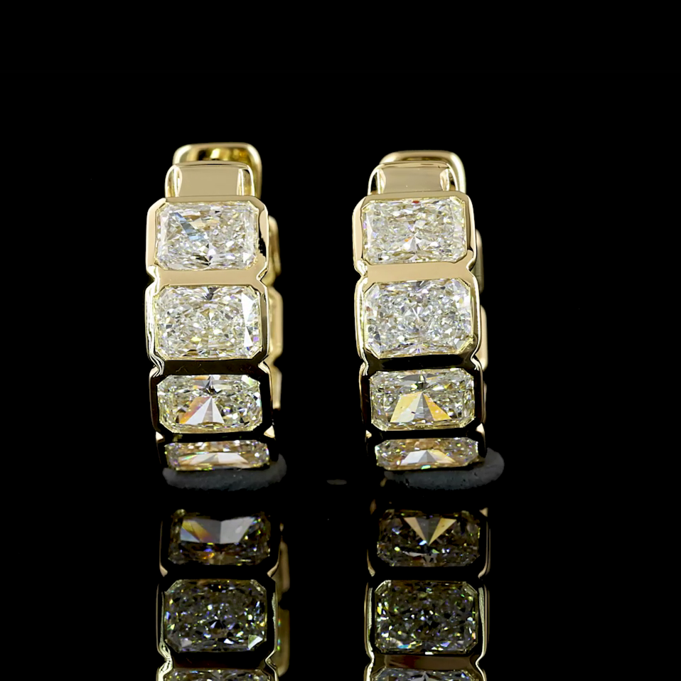 14K Radiant Shape Huggies | Restivo Jewelers