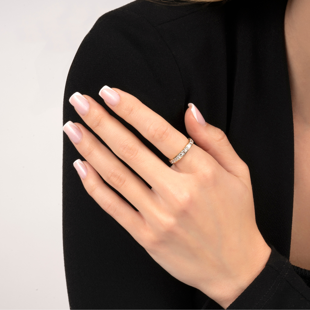 14K Asscher Cut Bezel Eternity Band | Restivo Jewelers