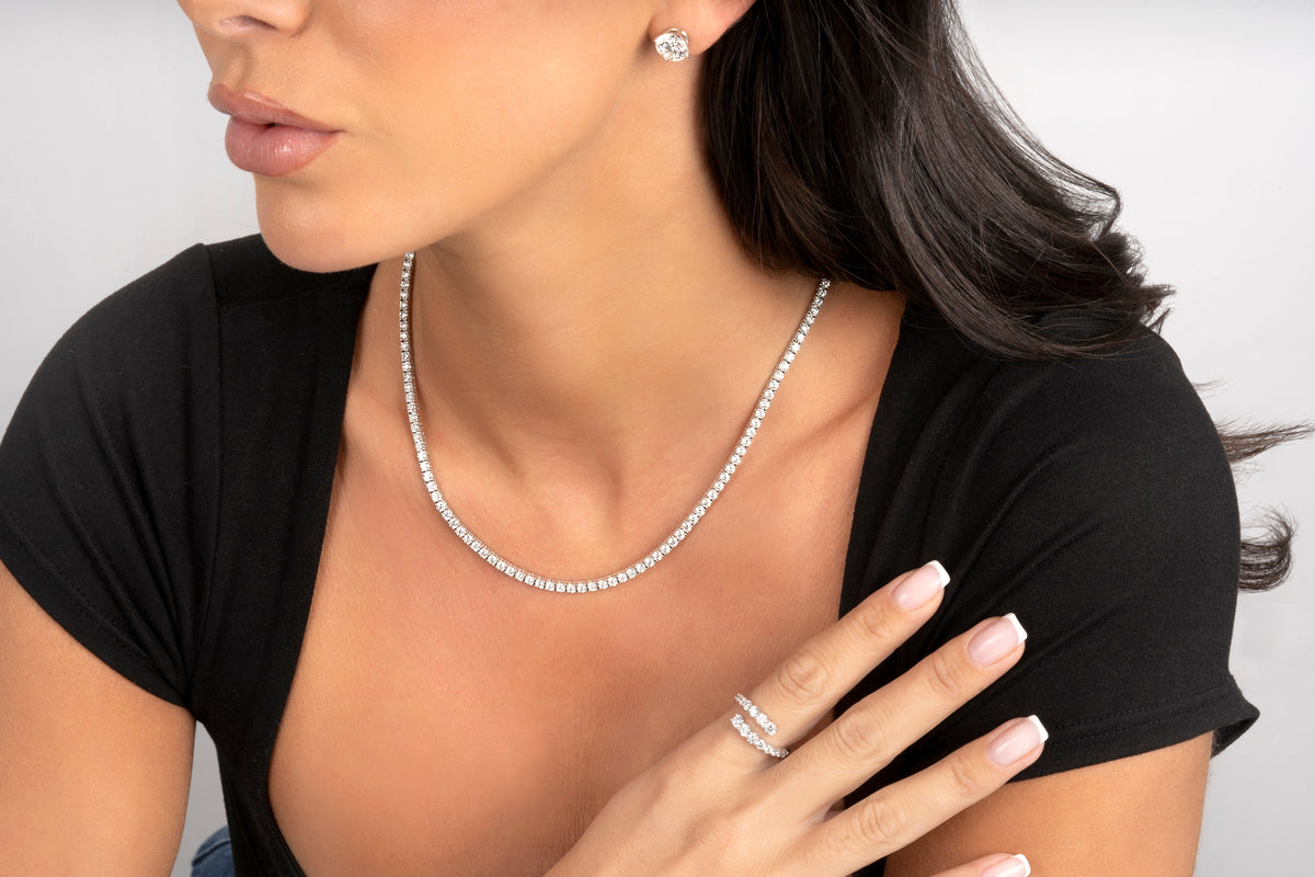 14K Classic Diamond Tennis Necklace | Restivo Jewelers