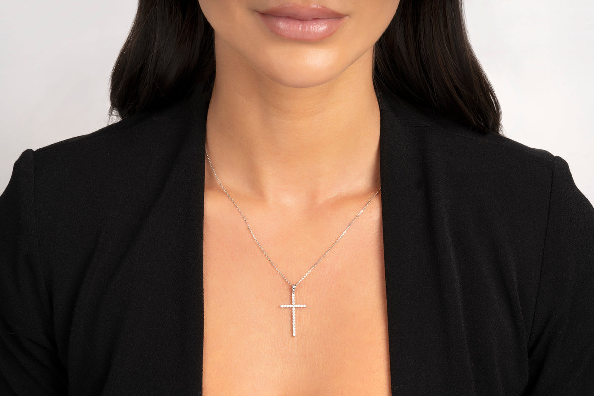 14K Thin Diamond Cross | Restivo Jewelers