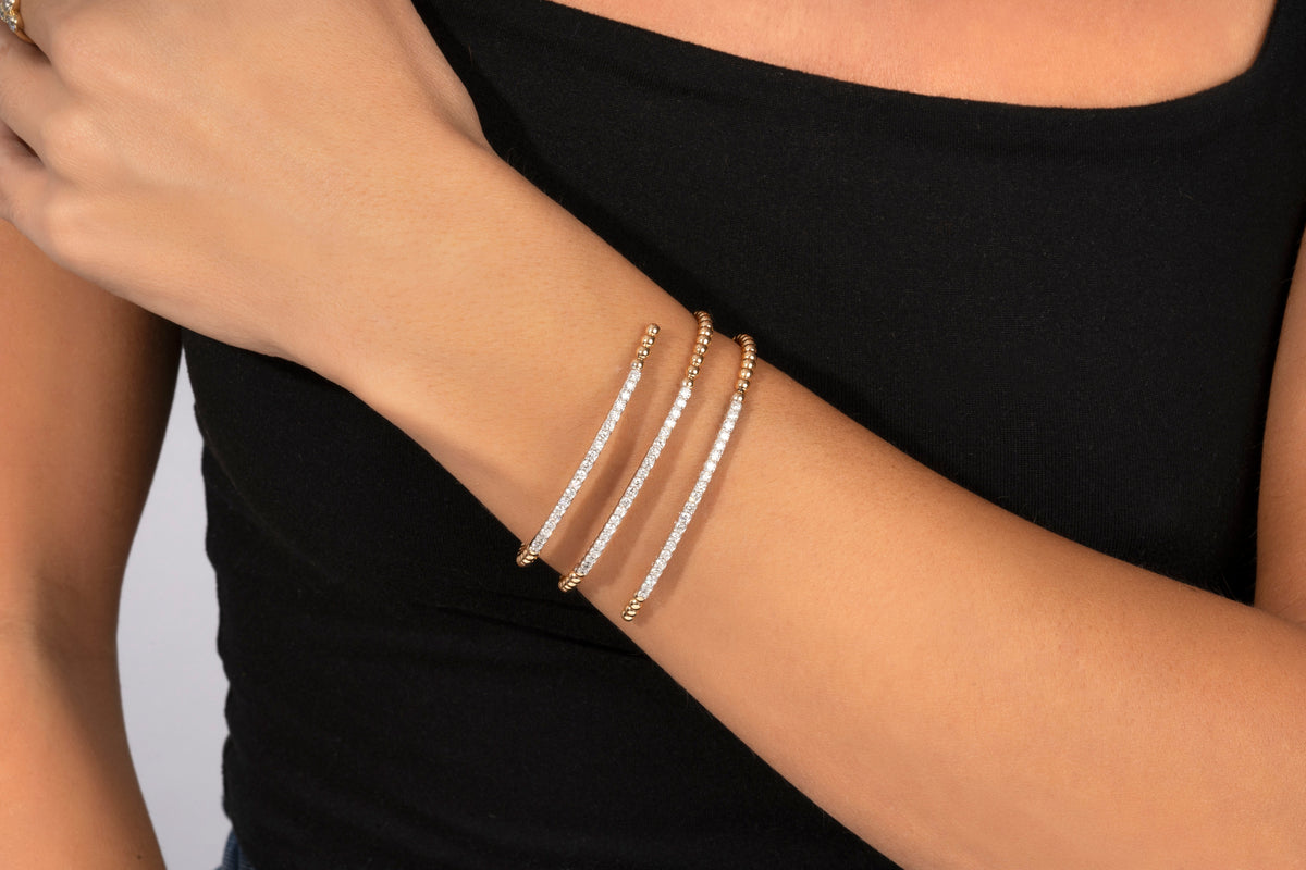 14K Triple Row Diamond Flexi Bangle | Restivo Jewelers