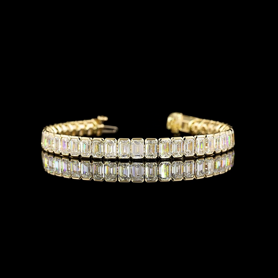 Emerald Cut Half Bezel Tennis Bracelet 20.5 CT | Restivo Jewelers