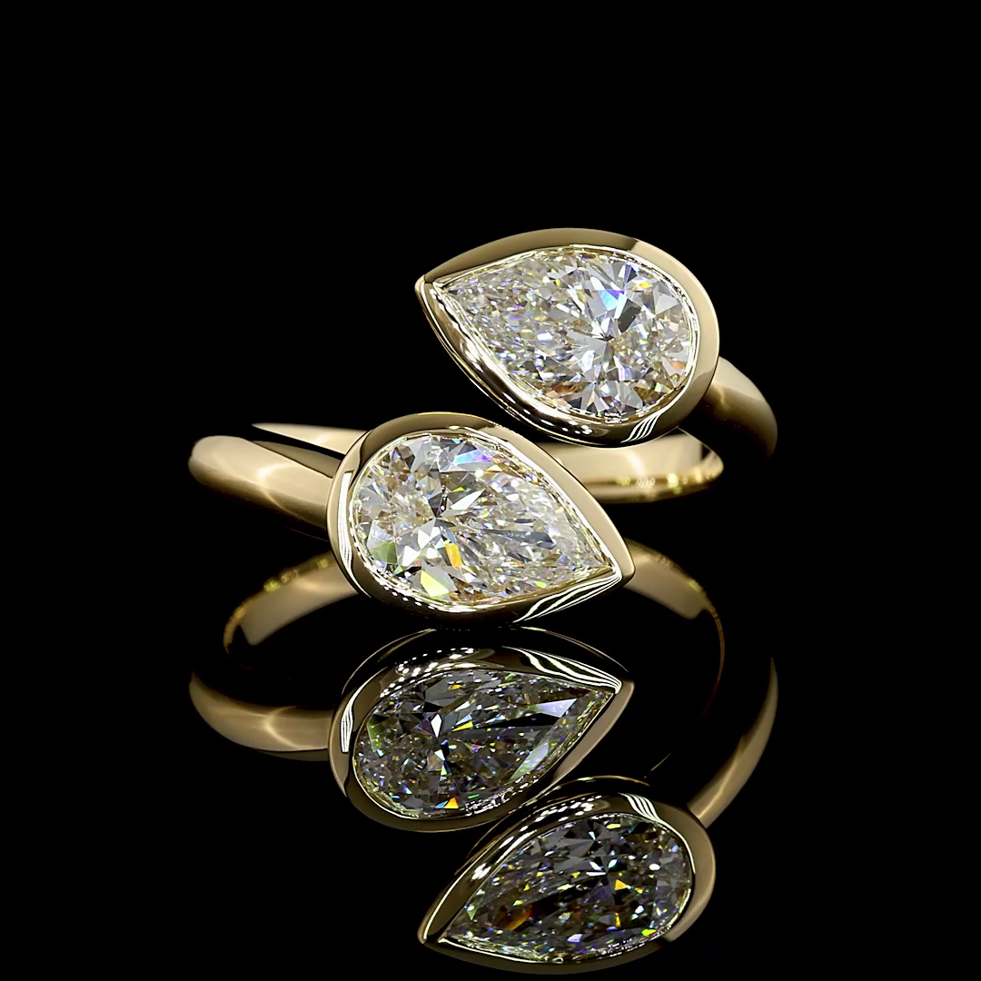 14K Gold Pear Bypass Ring 2 CT | Restivo Jewelers