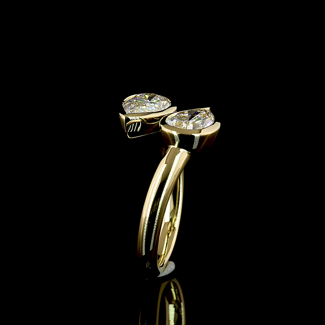 14K Gold Pear Bypass Ring 2 CT | Restivo Jewelers