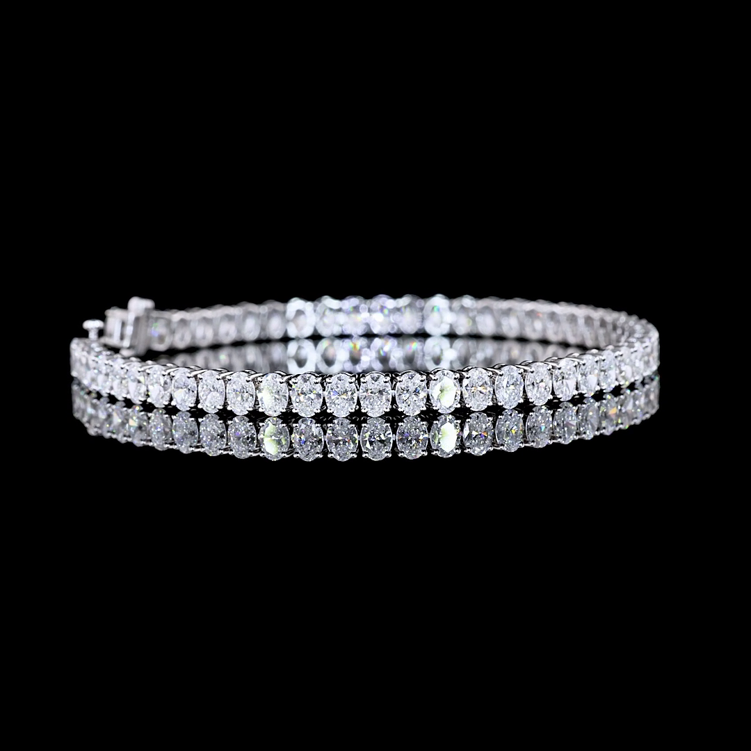 14K White Gold Oval Shape Tennis Bracelet 8.87 CTW