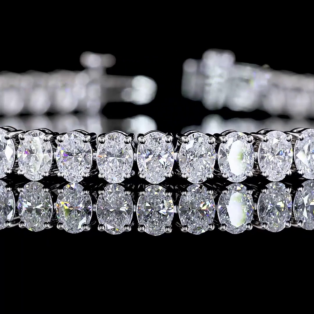 14K White Gold Oval Shape Tennis Bracelet 8.87 CTW