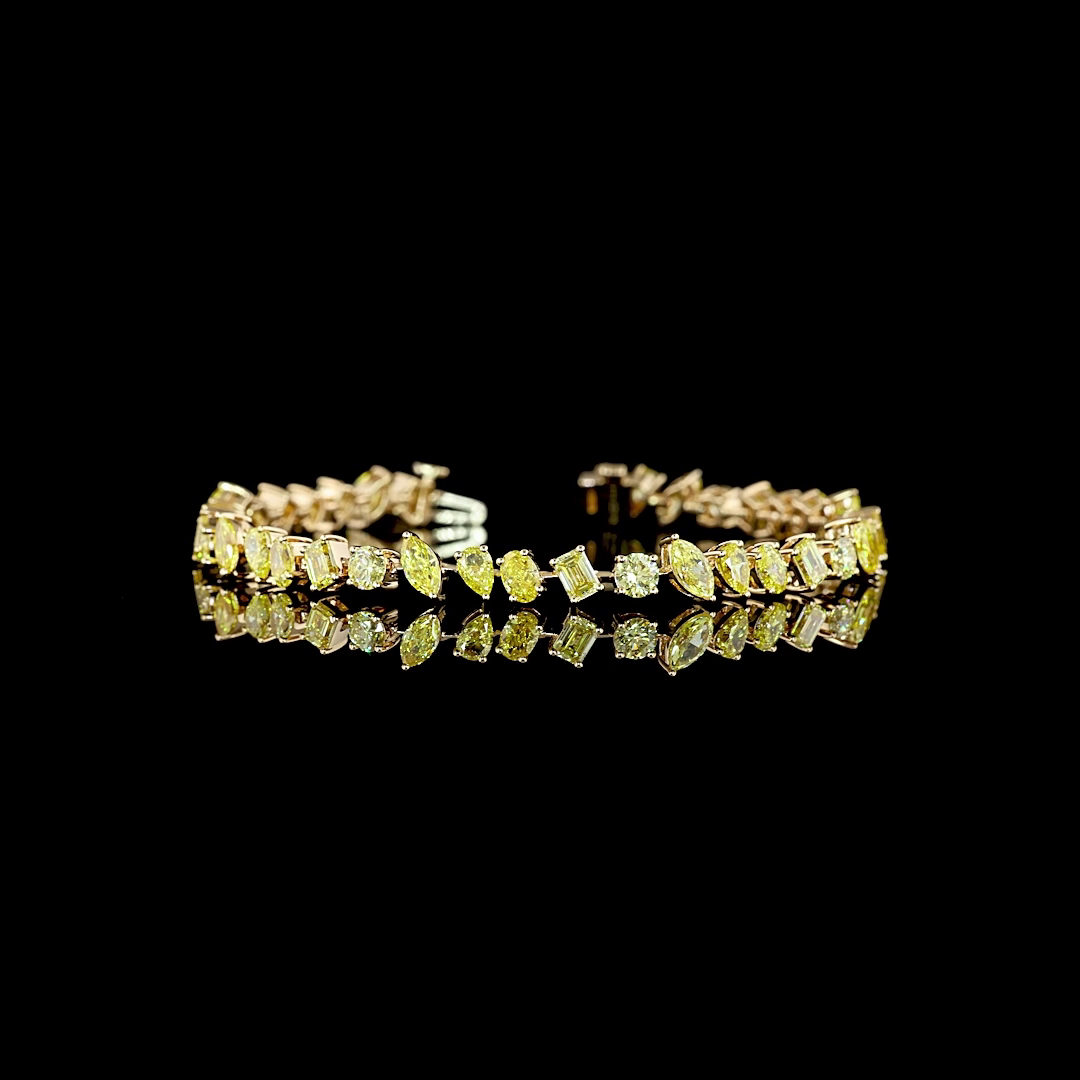 18K Yellow Diamond Mixed Shape Station Bracelet | Restivo Jewelers