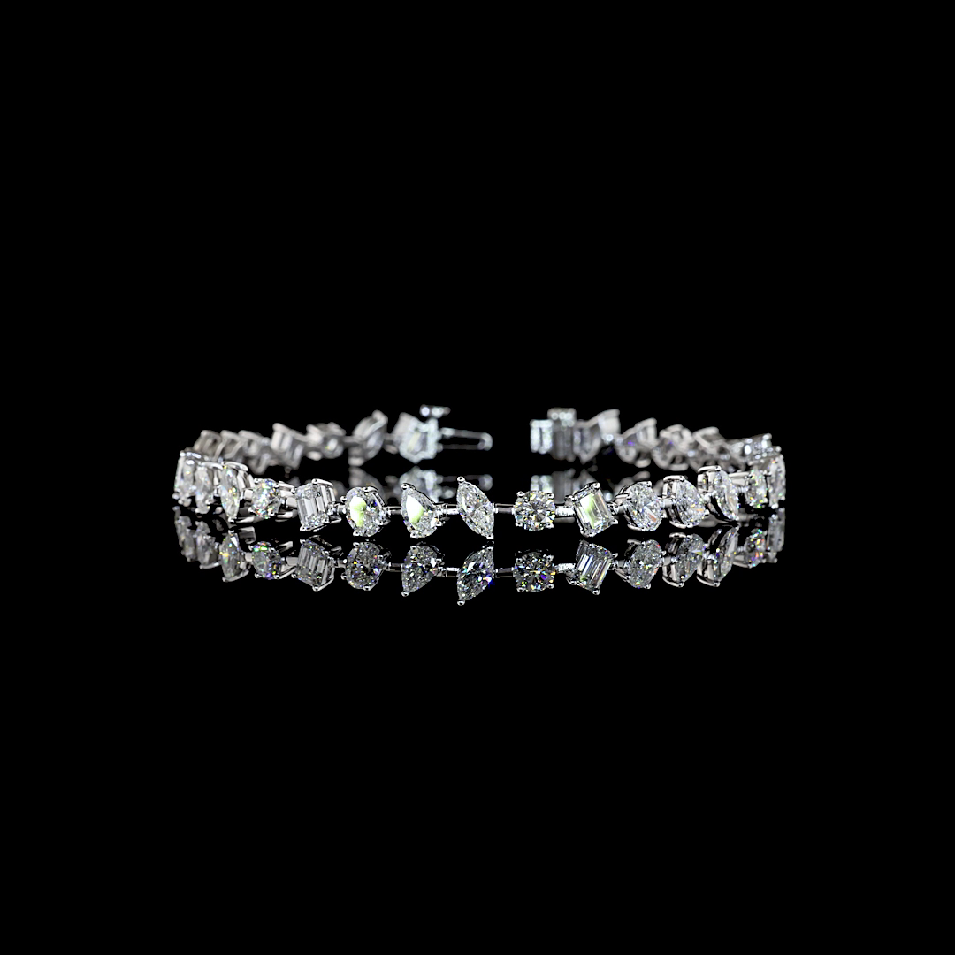 Mix Shape Station Bracelet 14K White Gold