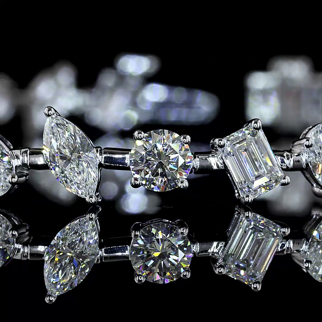 Mix Shape Station Bracelet 14K White Gold