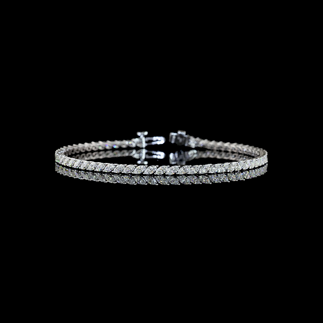 Marquise Tennis Bracelet 14K White Gold
