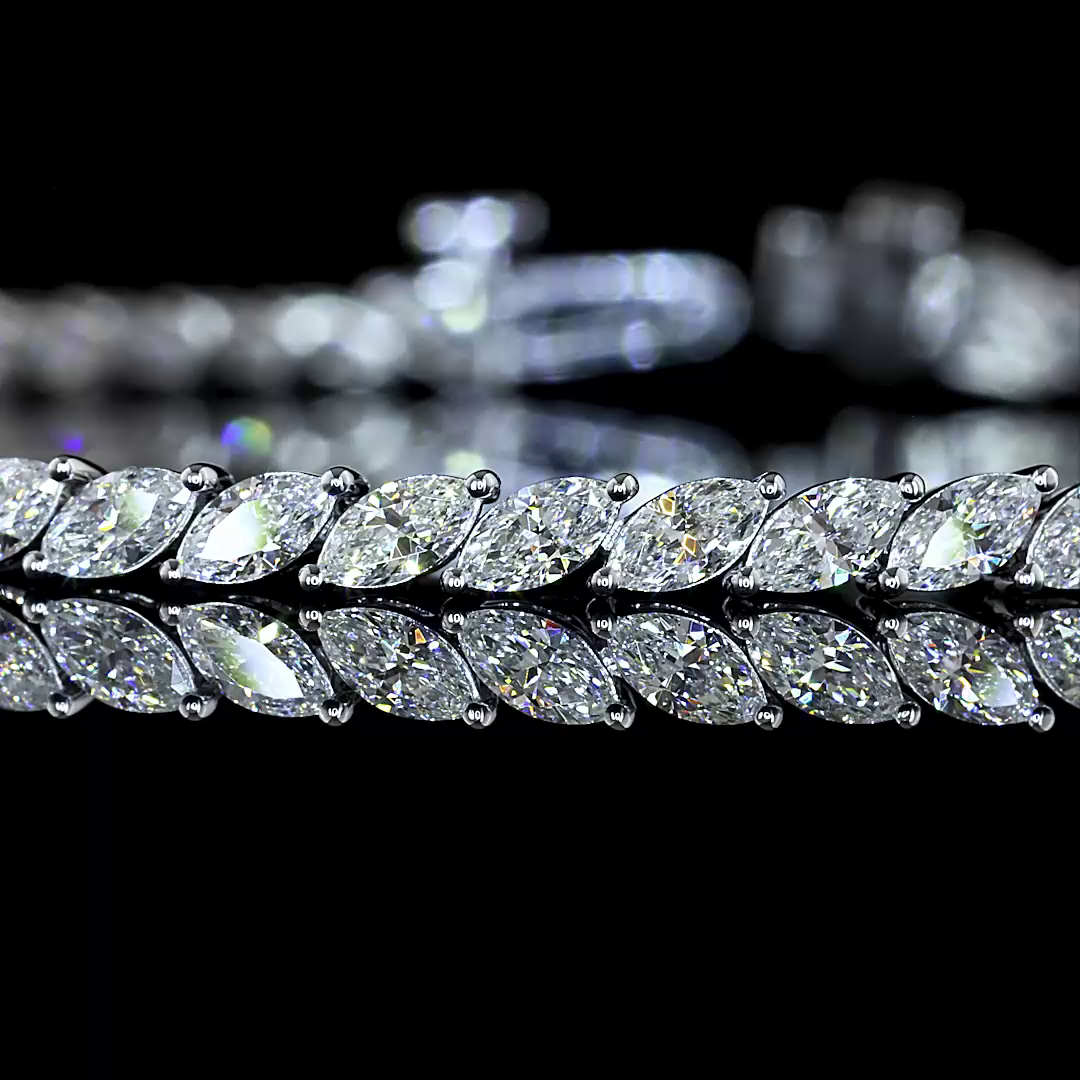 Marquise Tennis Bracelet 14K White Gold