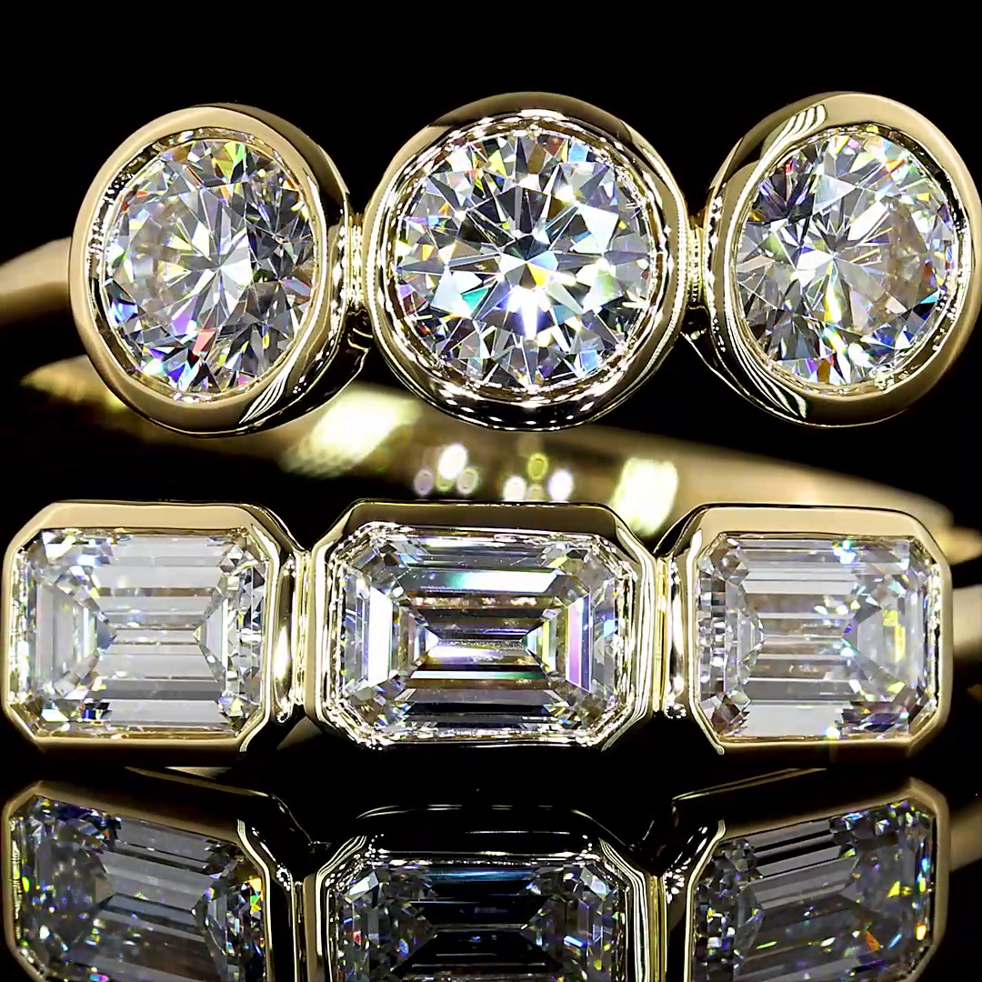 14K Gold Mix Shape Diamond ByPass Ring