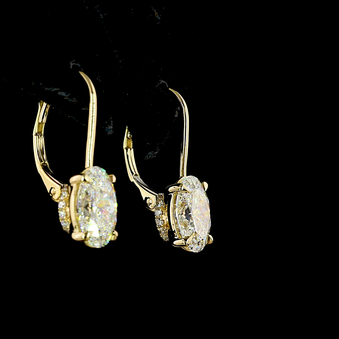 Oval Shape Hanging Earring 3 CTW