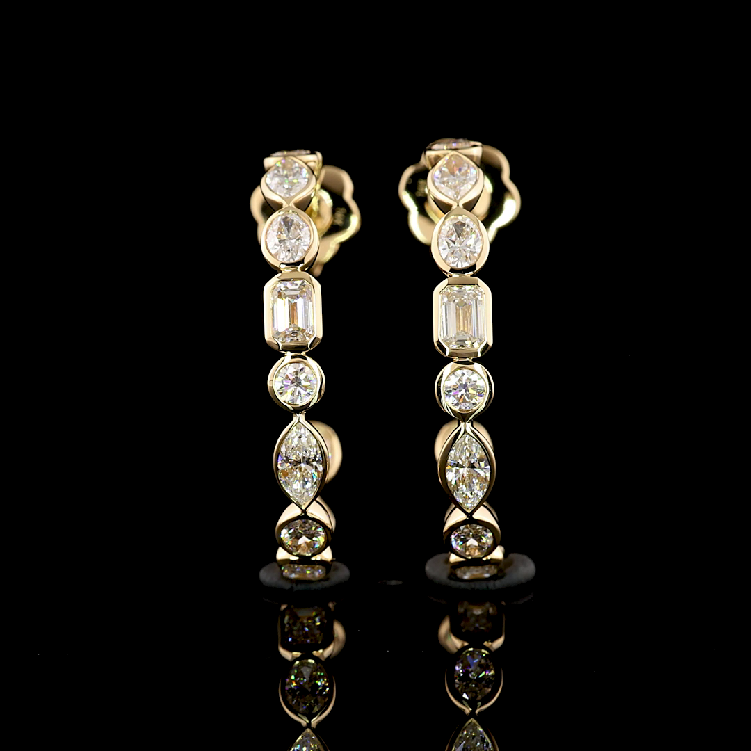 14K Yellow Gold Mix Shape Hoop Earrings 5 CTW | Restivo Jewelers