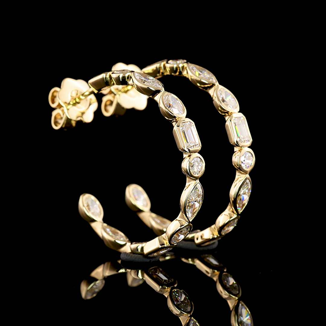 14K Yellow Gold Mix Shape Hoop Earrings 5 CTW | Restivo Jewelers