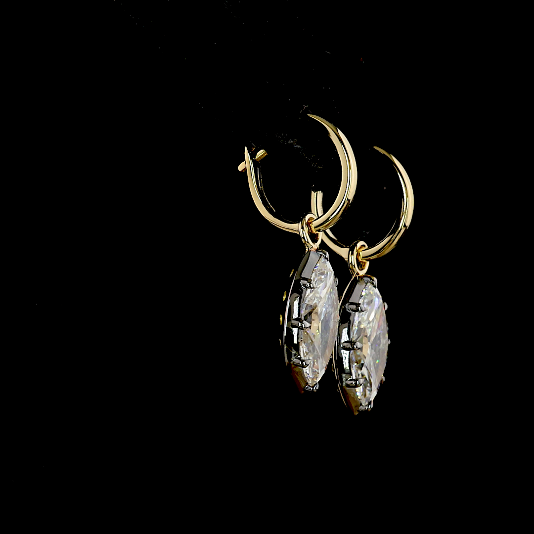 Marquise Shape Hanging Earring Noir Setting