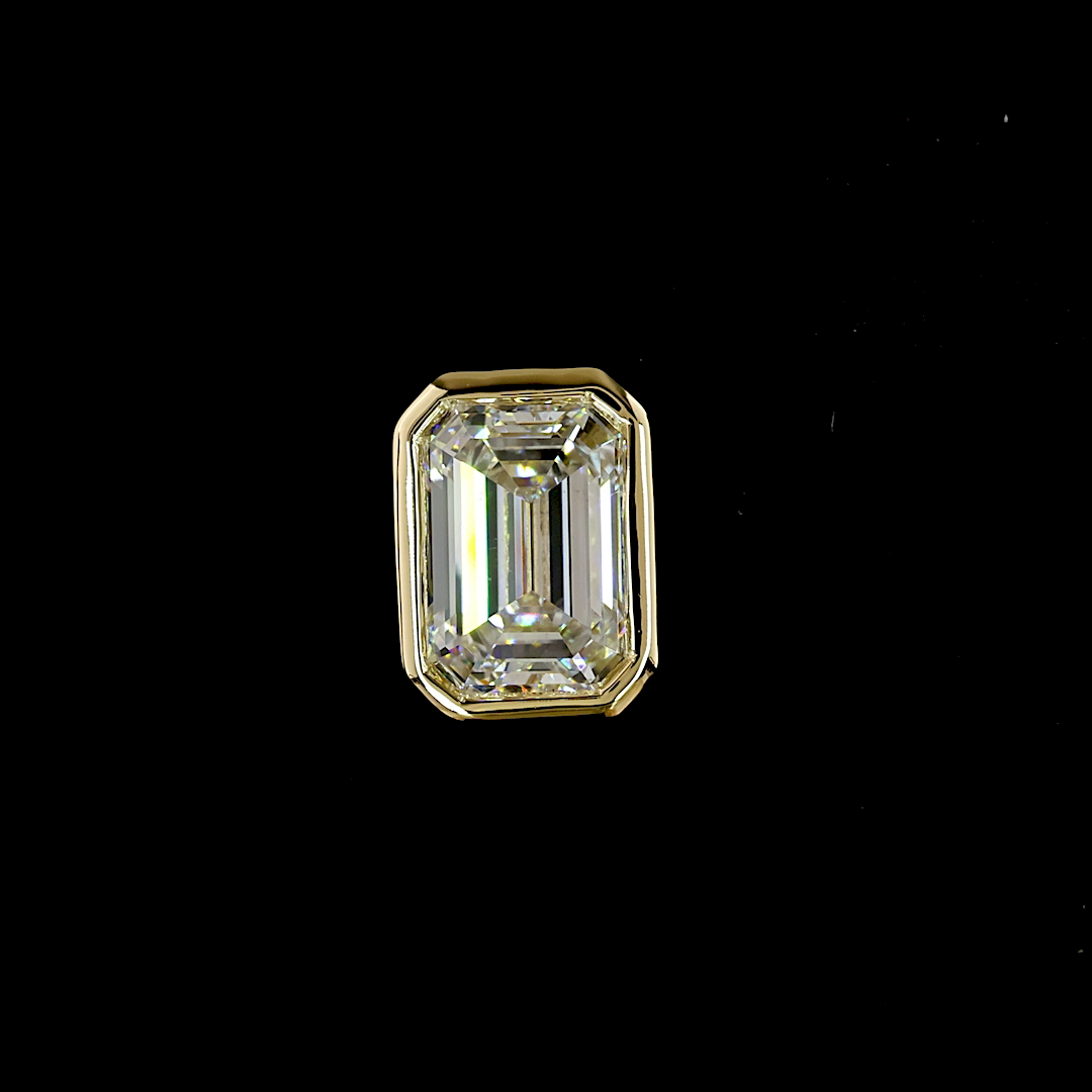 Emerad Cut Diamond Studs Bezel Set
