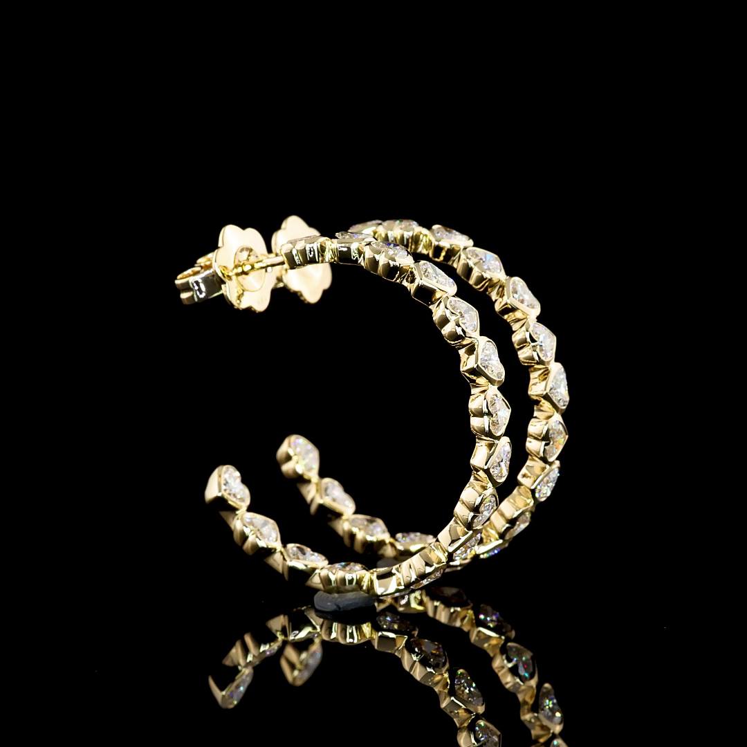 14K Heart Shape C Hoop Earring 3.34 Carat