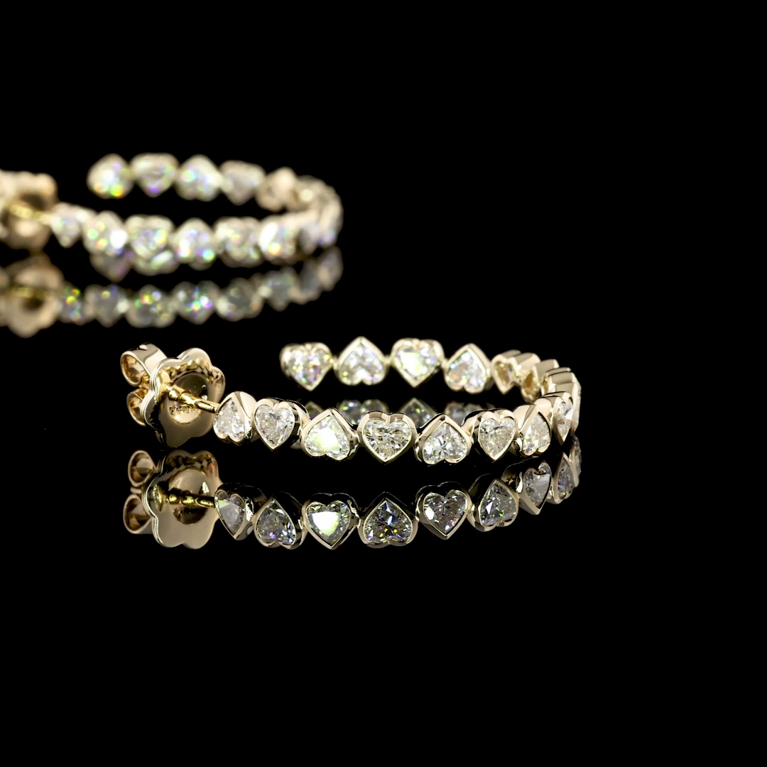14K Heart Shape C Hoop Earrings 3.34 CT | Restivo Jewelers