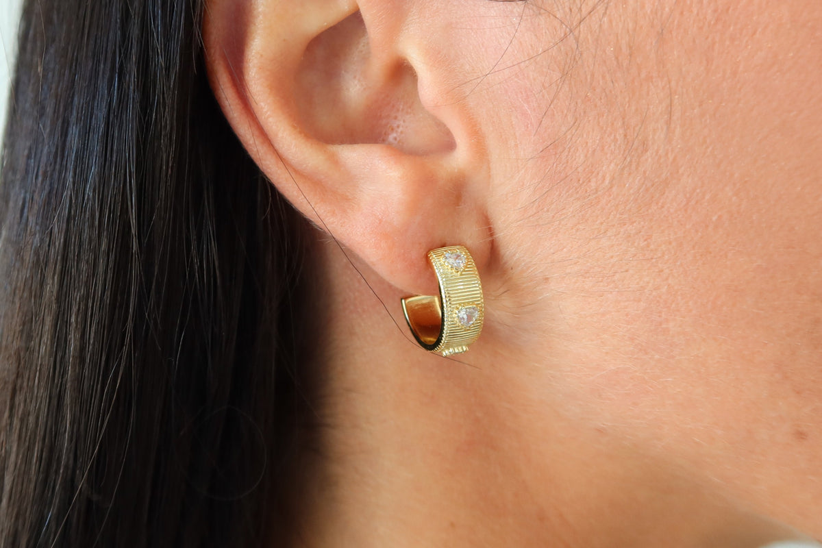 Gold Textured Mini Hoop | Restivo Jewelers