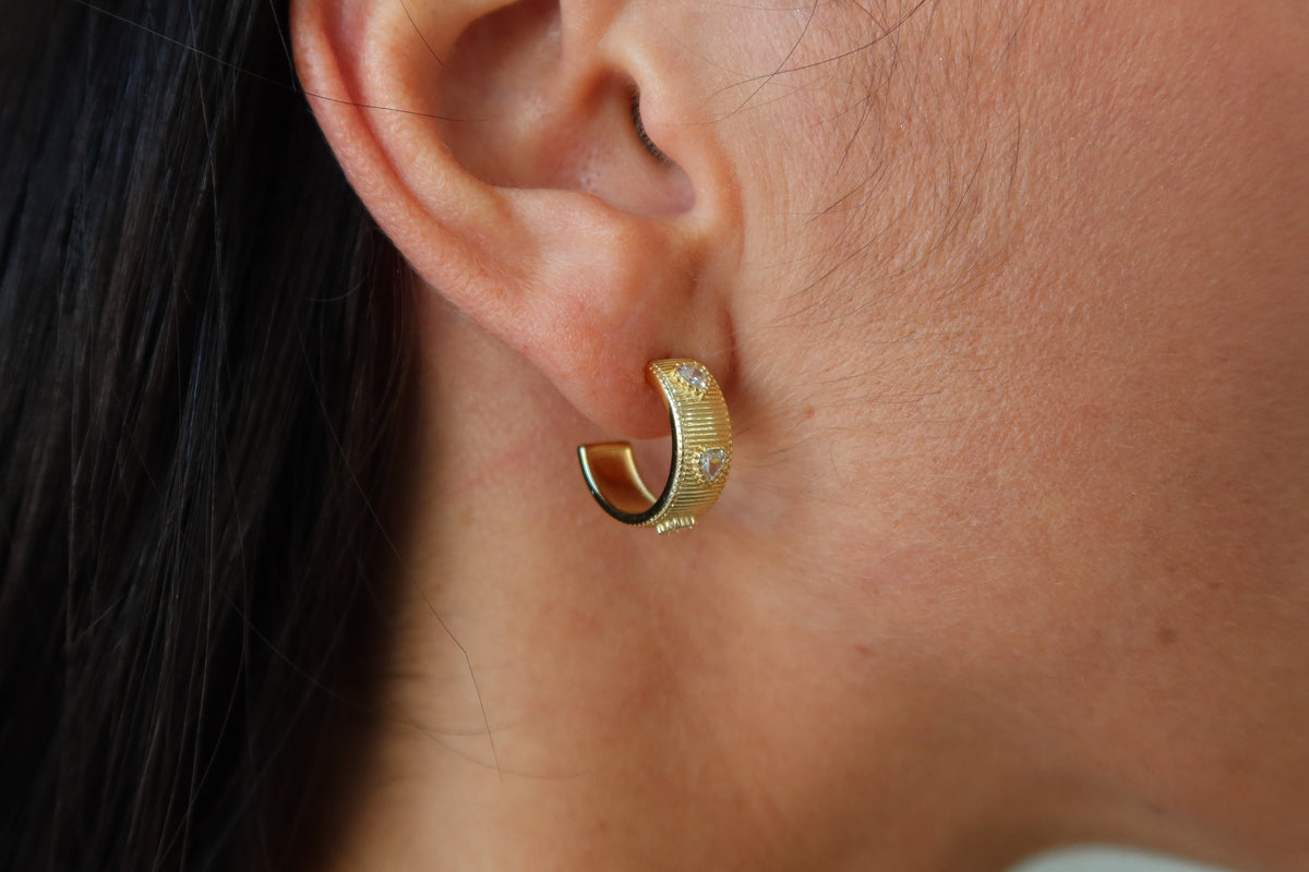 Gold Textured Mini Hoop | Restivo Jewelers