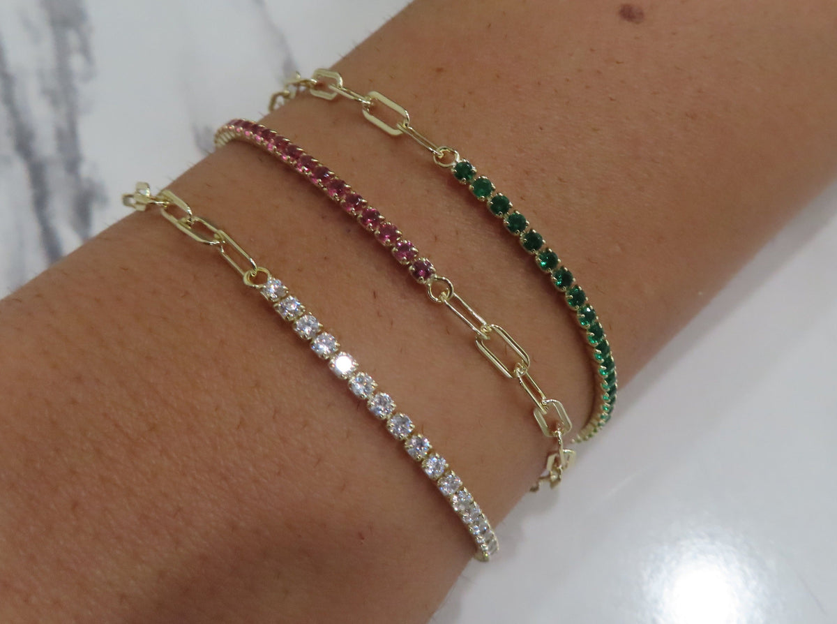 Open Link Gemstone Bracelet | Restivo Jewelers
