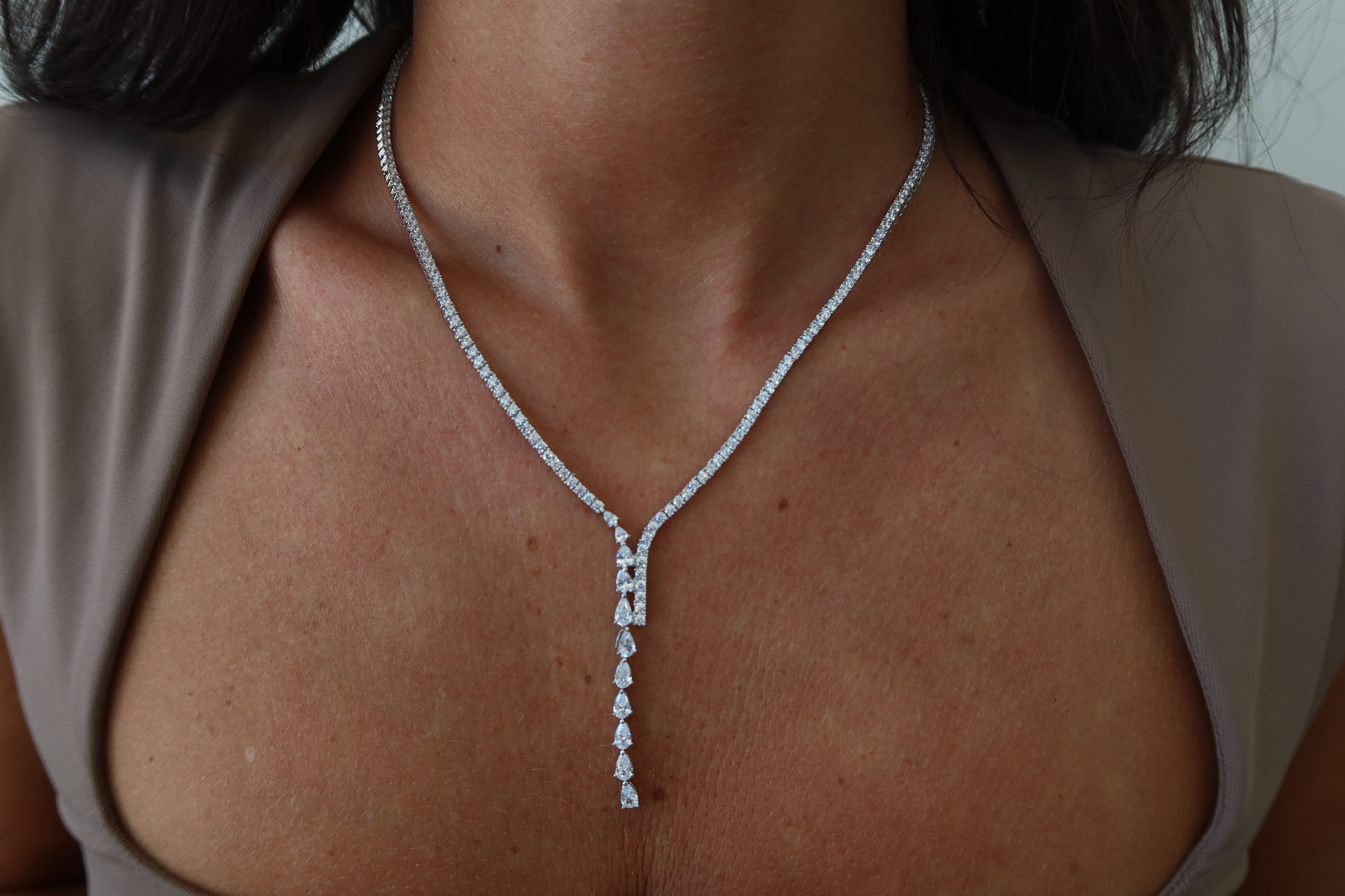 Crystal Lariat Tennis Necklace