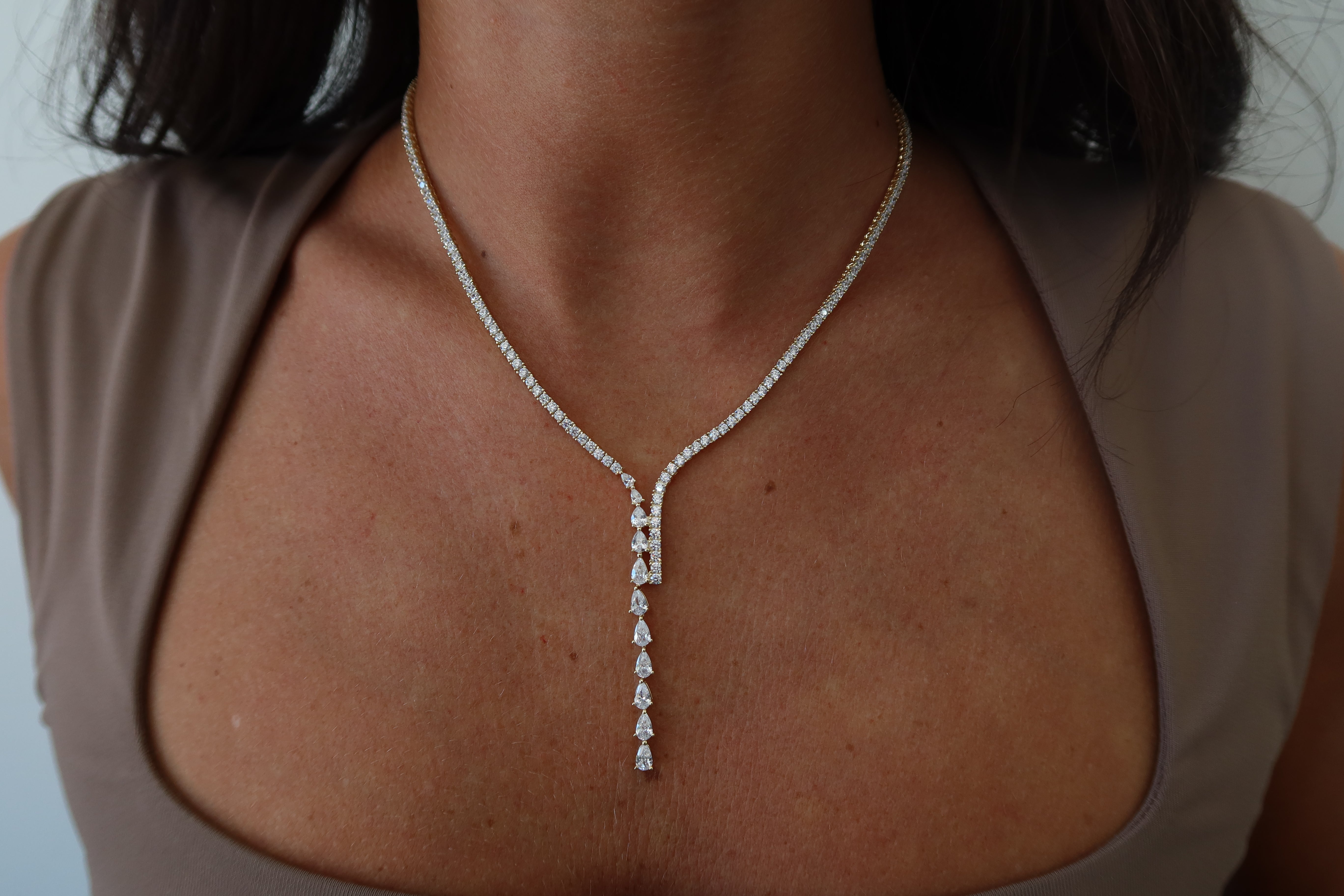 Crystal Lariat Tennis Necklace