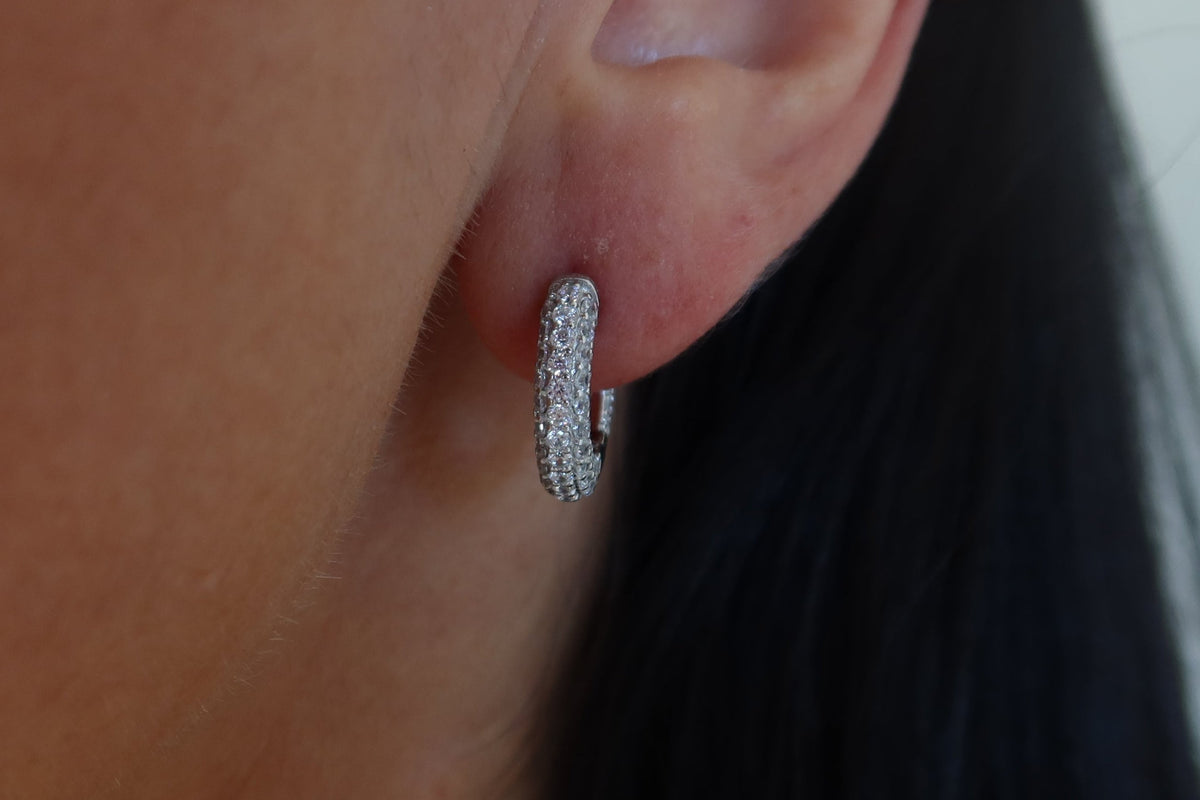 Pavé Rounded Huggies | Restivo Jewelers