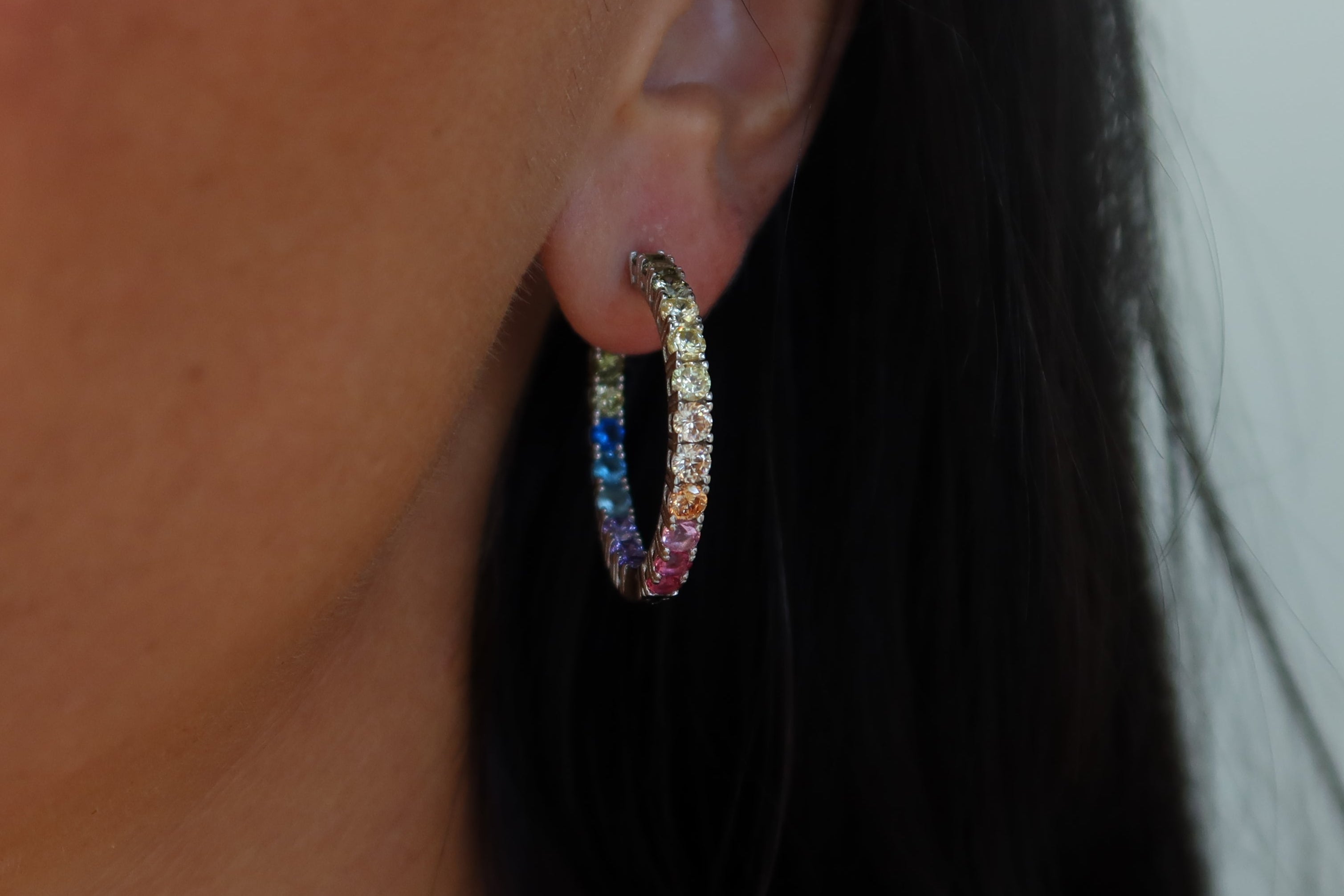 Rainbow Ombre CZ Hoops