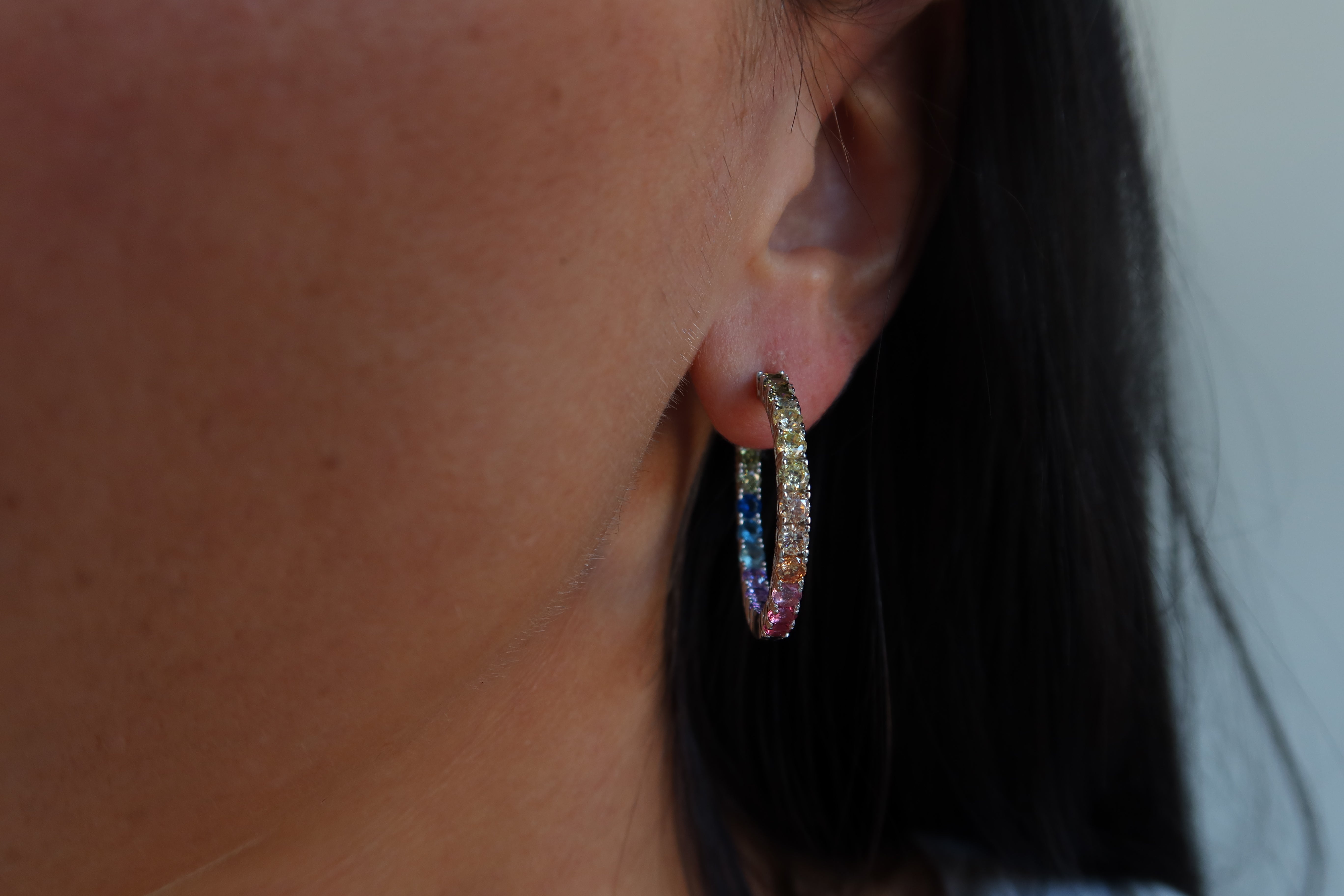 Rainbow Ombre CZ Hoops