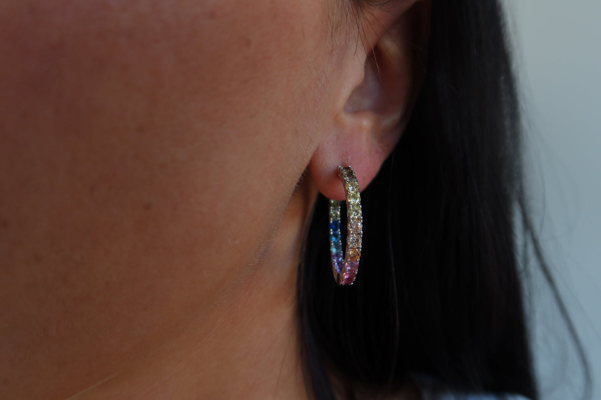 Rainbow Ombre CZ Hoops | Restivo Jewelers