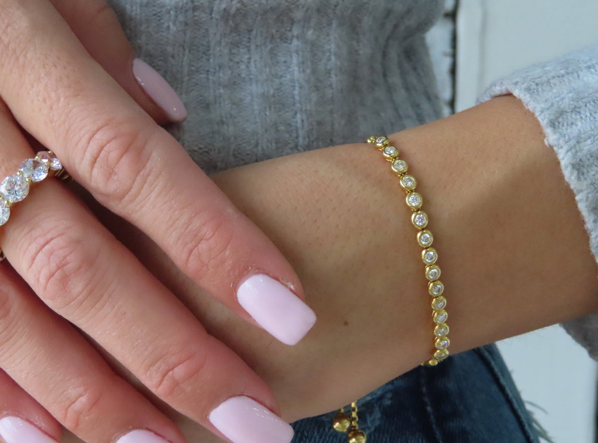 14K Diamond Bezel Adjustable Bracelet | Restivo Jewelers