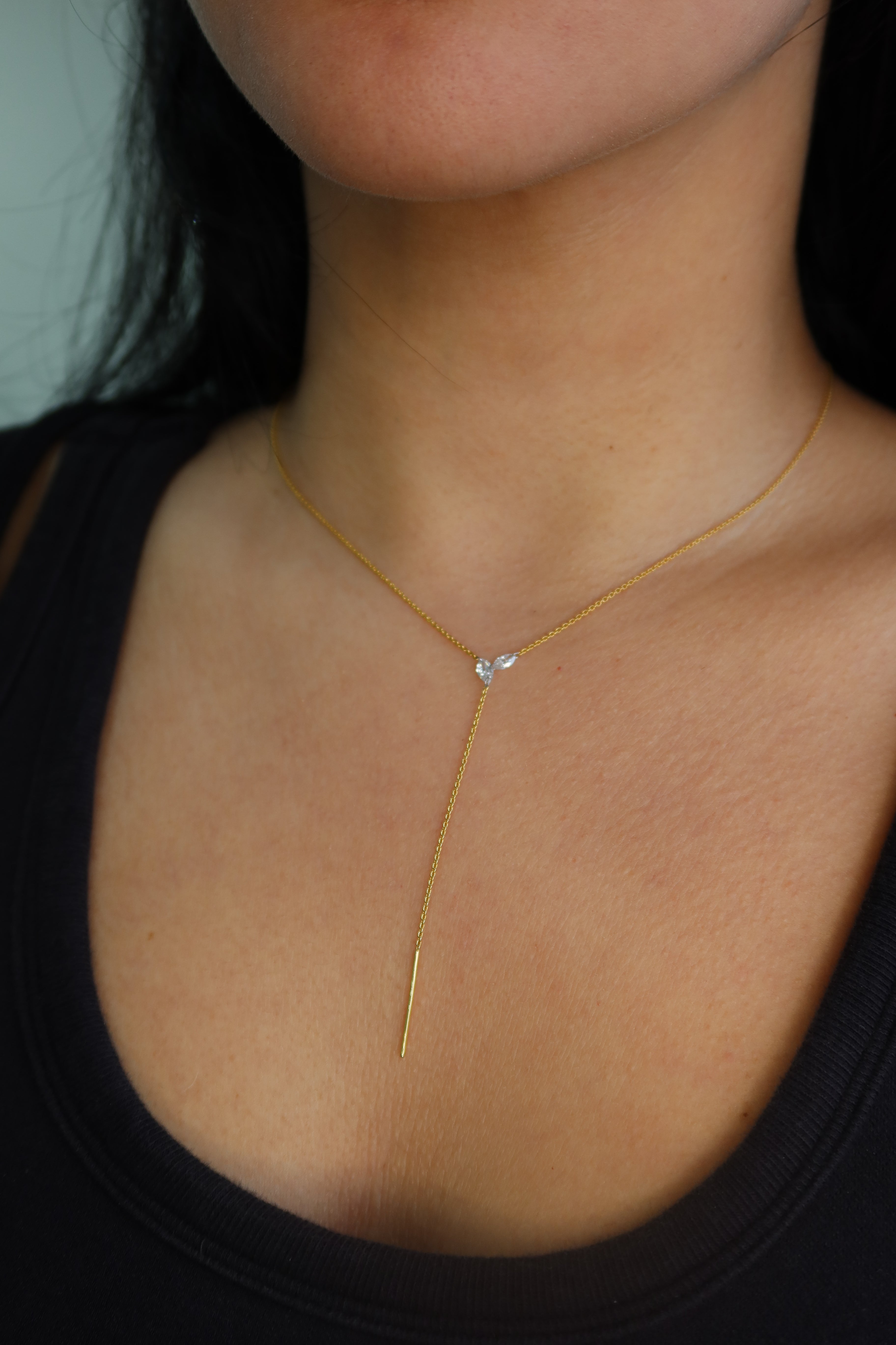 14K Marquise Diamond Lariat