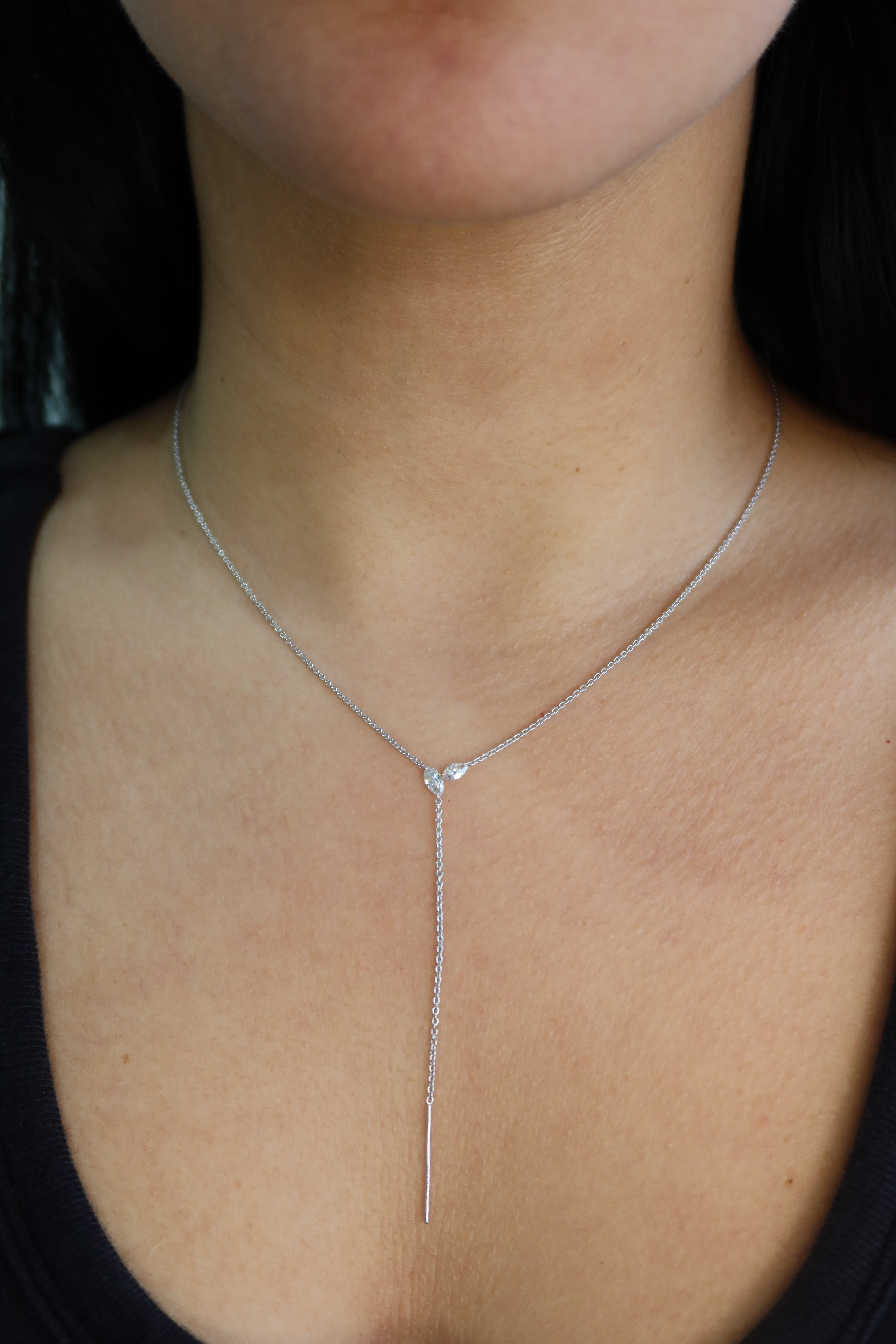 14K Marquise Diamond Lariat