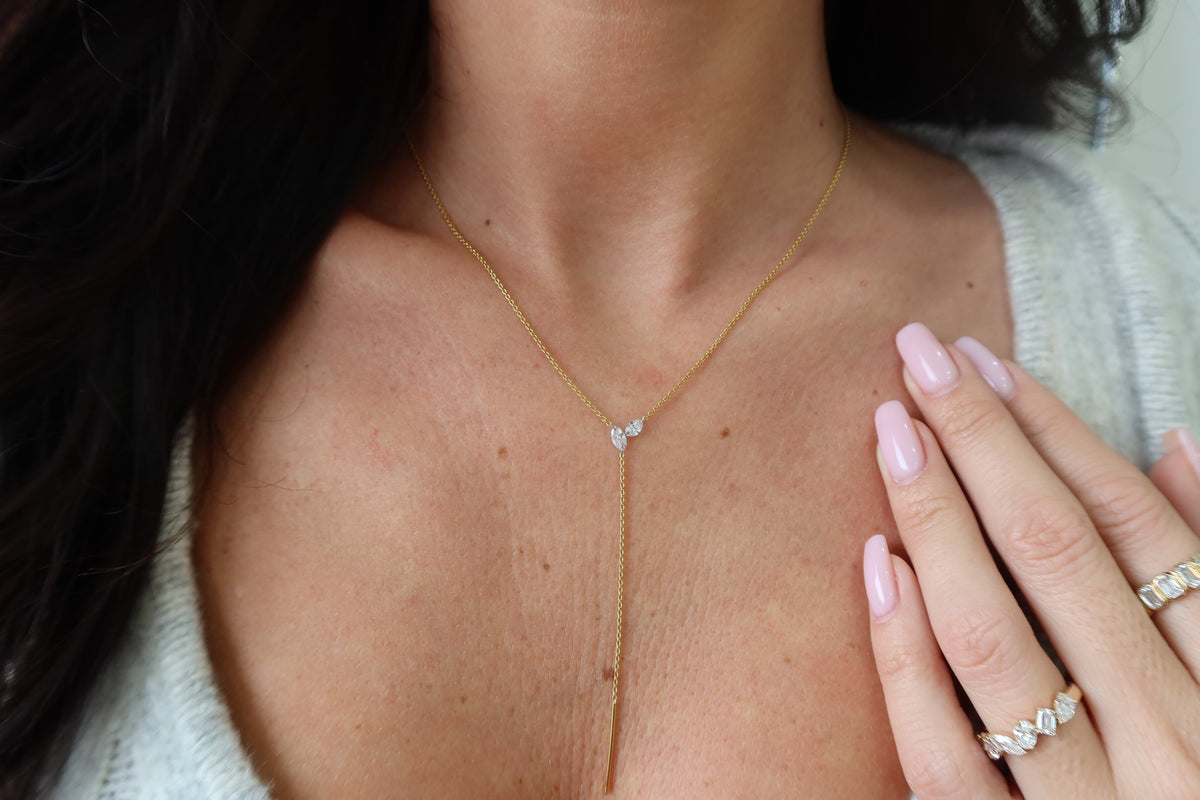 14K Marquise Diamond Lariat | Restivo Jewelers