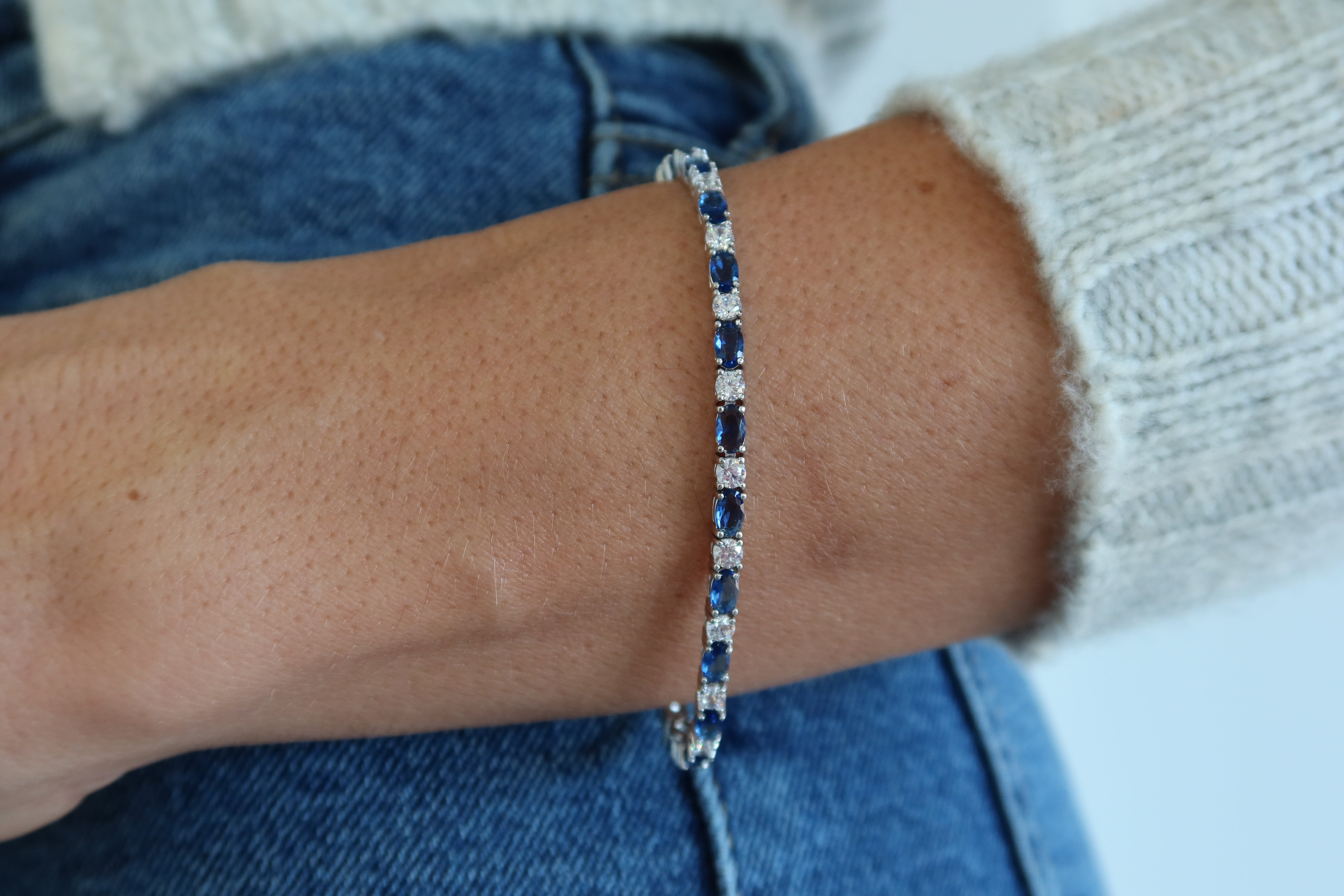 Sapphire Crystal CZ Tennis Bracelet