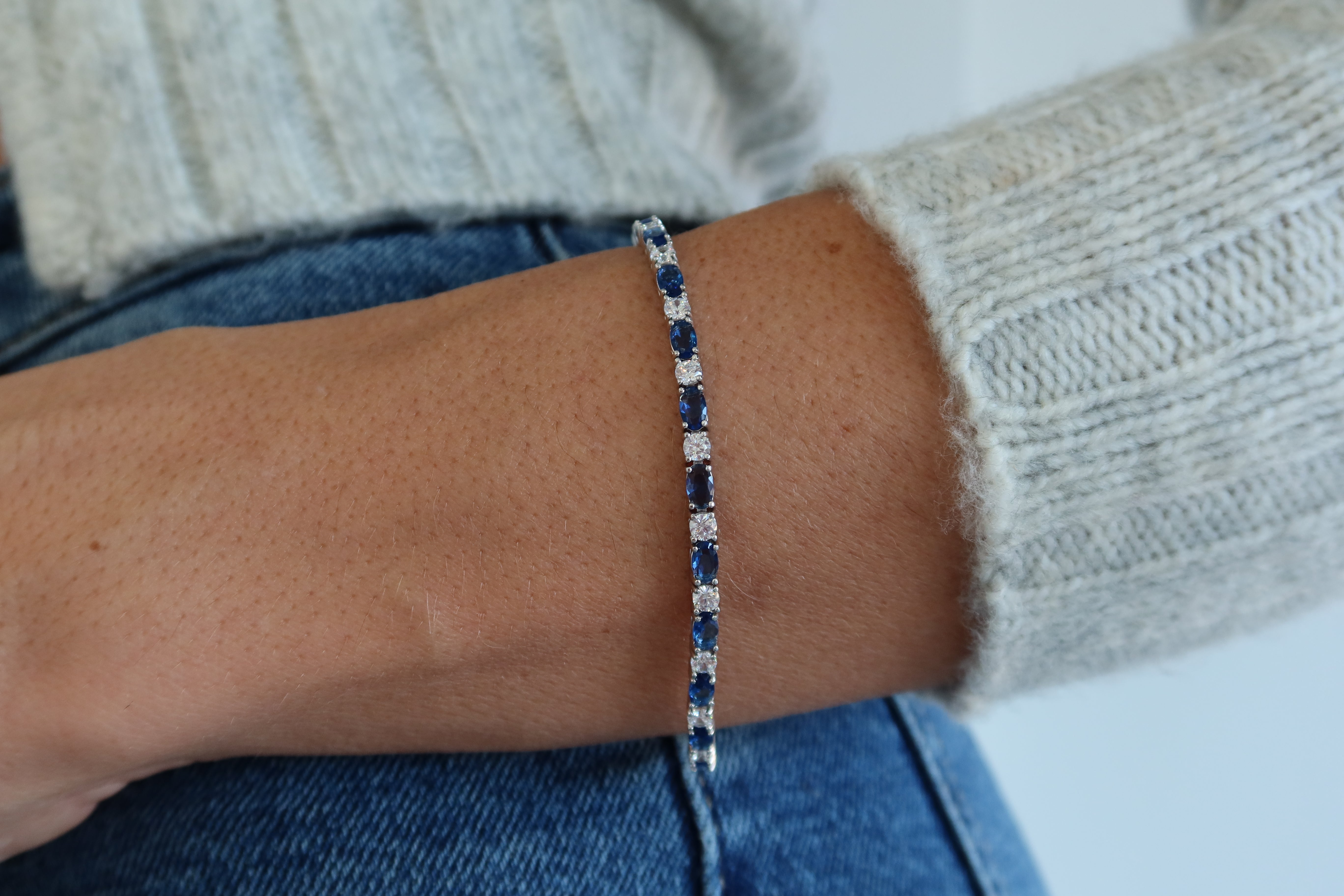 Sapphire Crystal CZ Tennis Bracelet