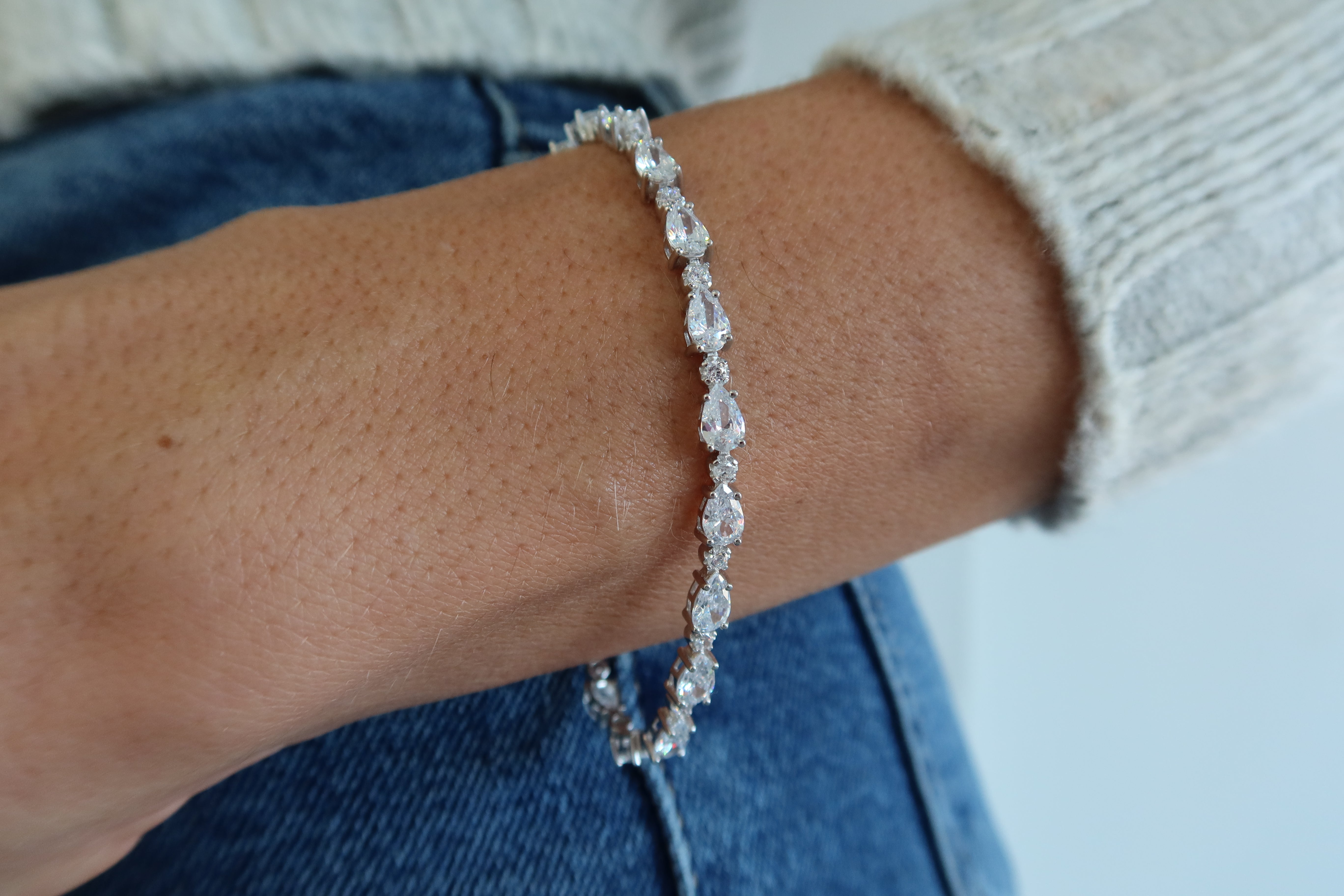 Pear Shaped CZ Tennis Bracelet