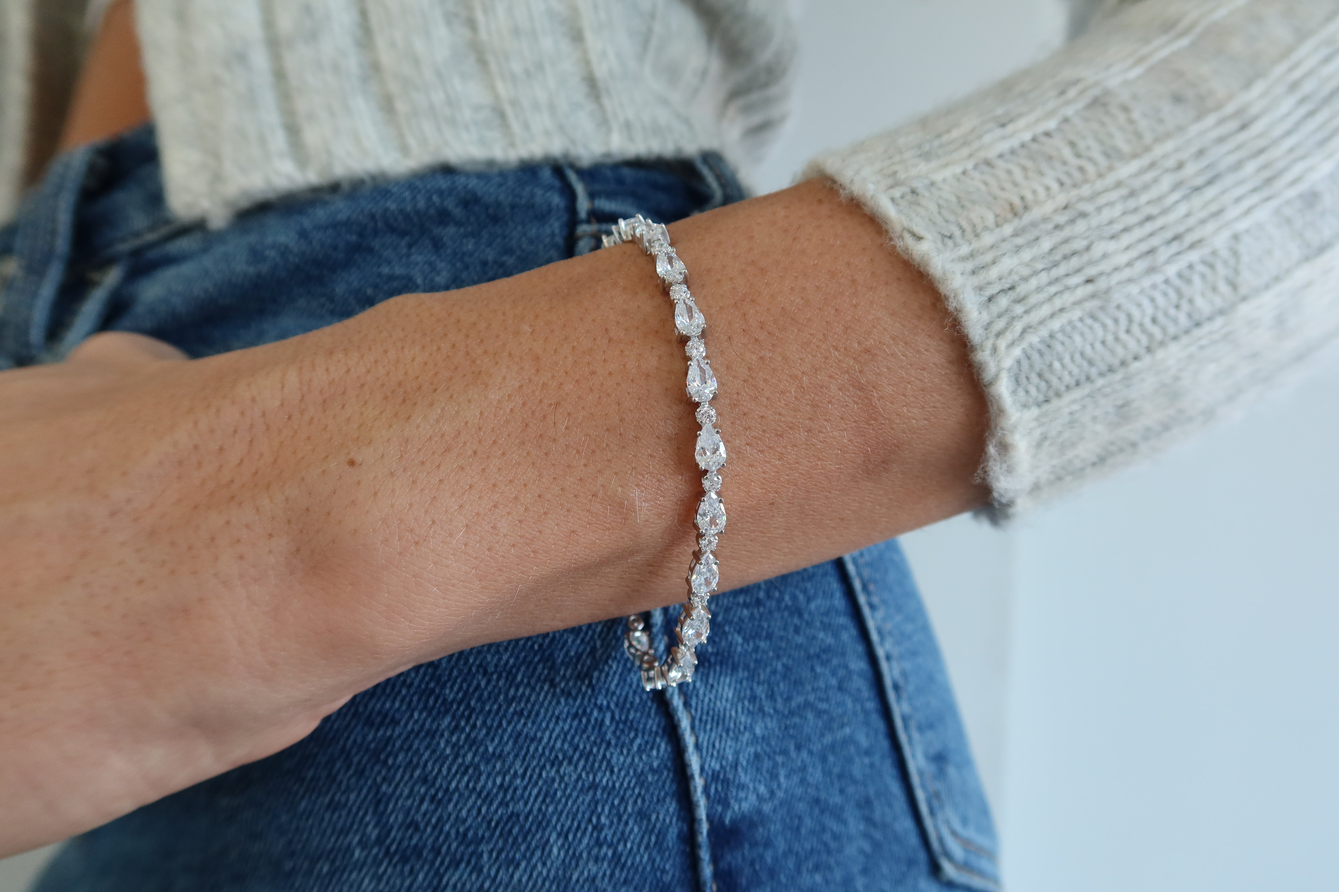 Pear Shaped CZ Tennis Bracelet