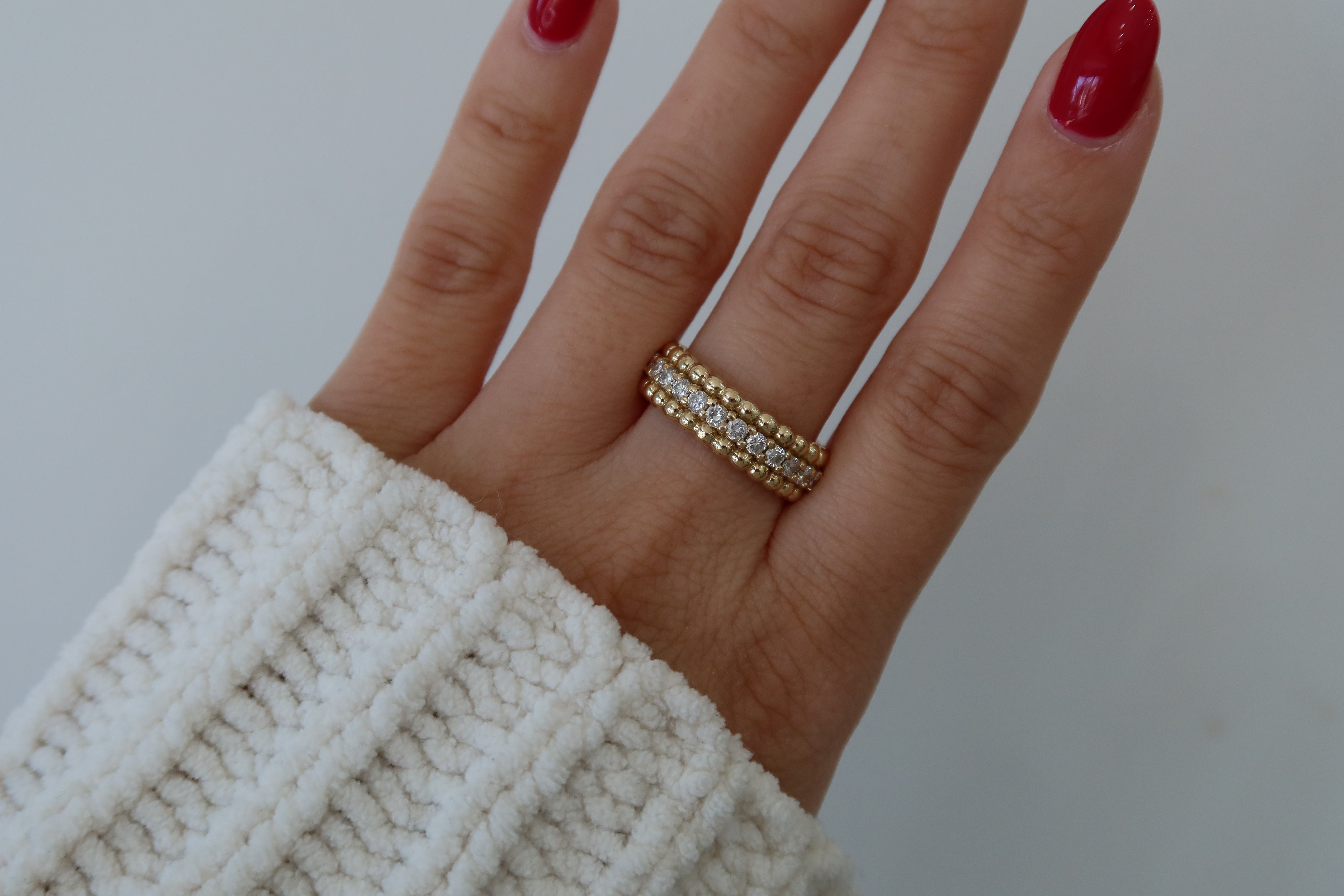 14K Gold Beaded Diamond Ring - SHOP PAIGE