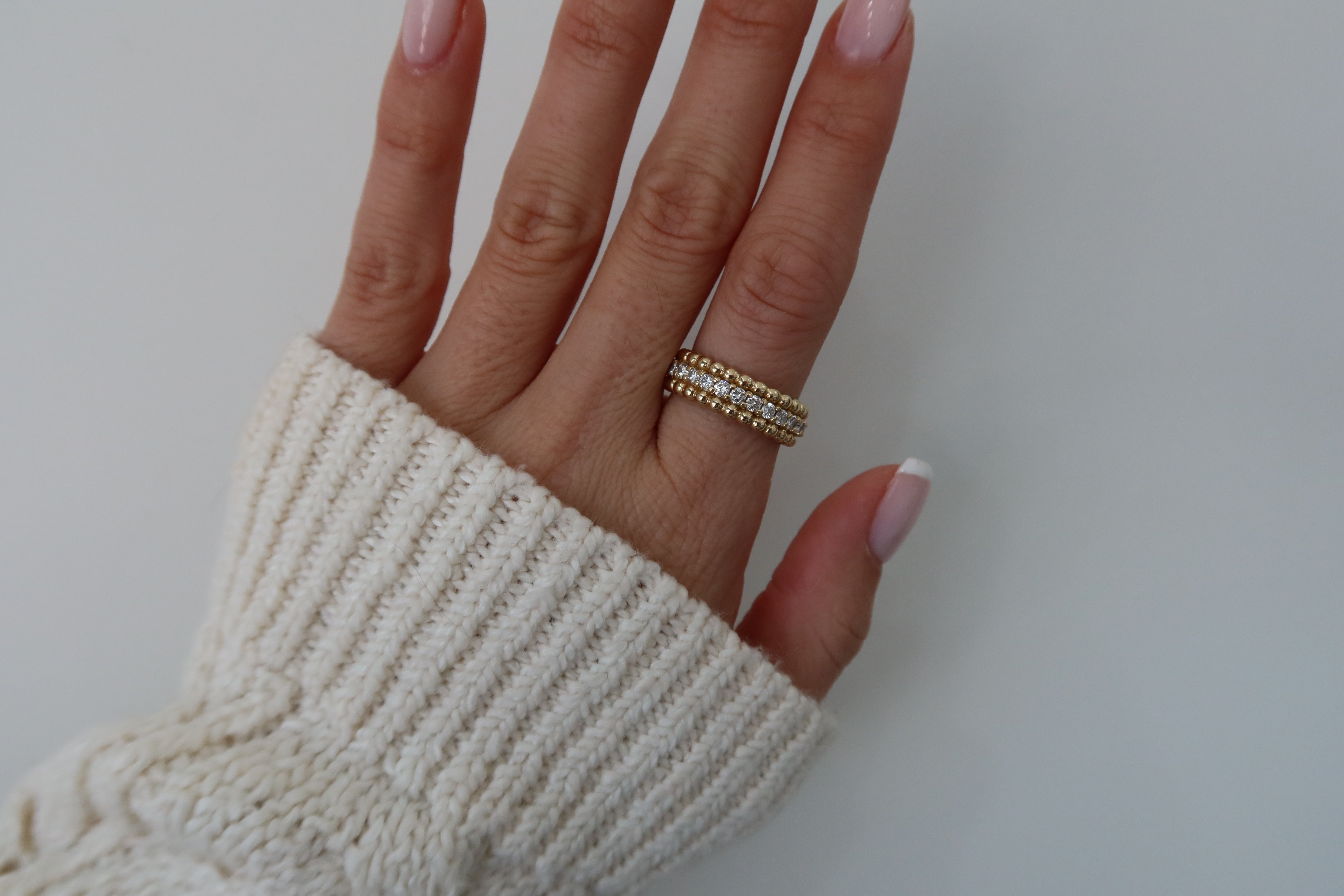 14K Gold Beaded Diamond Ring - SHOP PAIGE