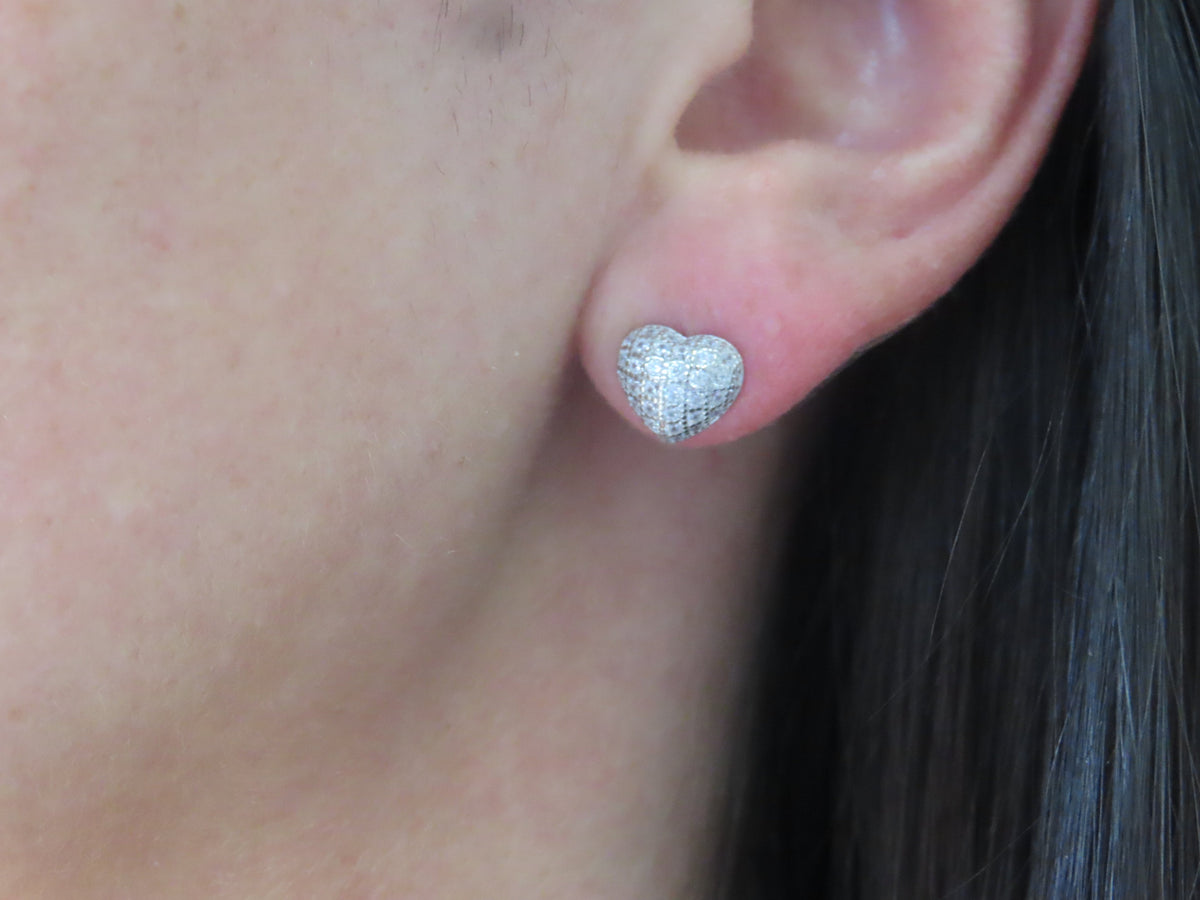 Micropavé Heart Studs | Restivo Jewelers