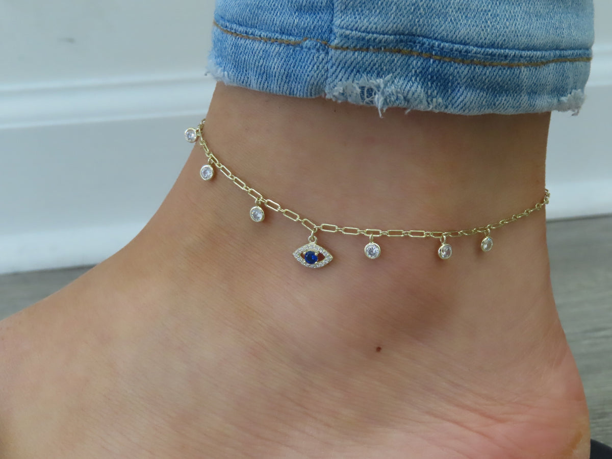 Evil Eye Open Link Anklet | Restivo Jewelers