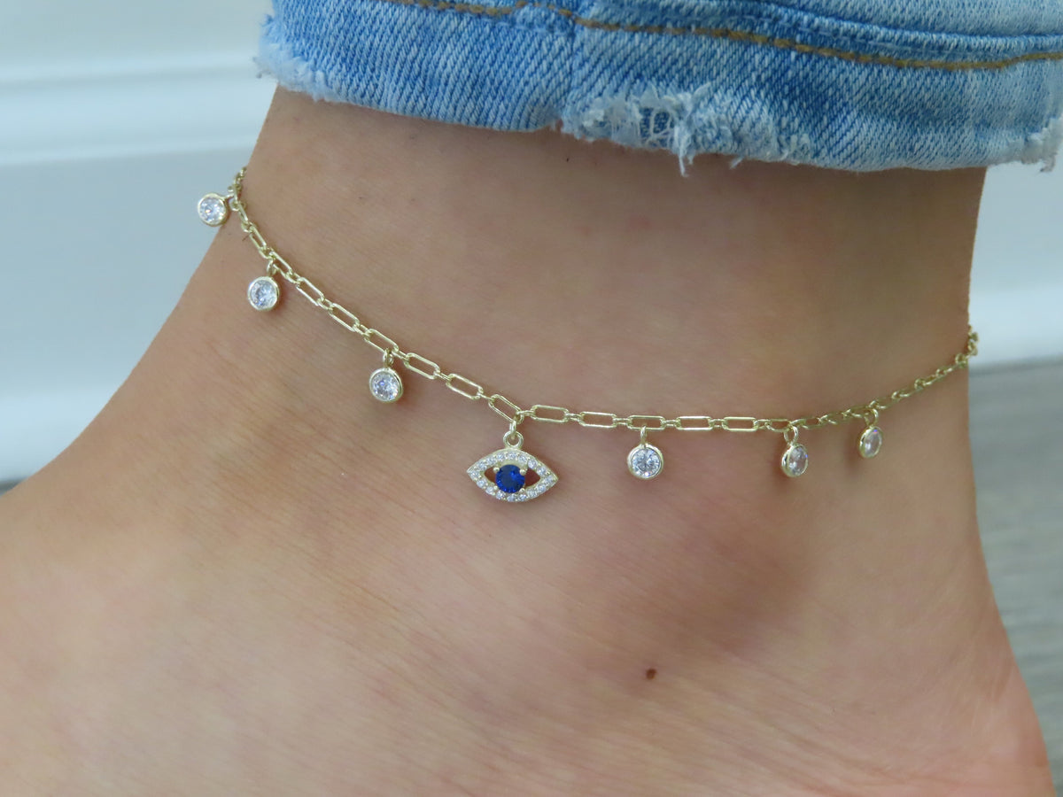 Evil Eye Open Link Anklet | Restivo Jewelers