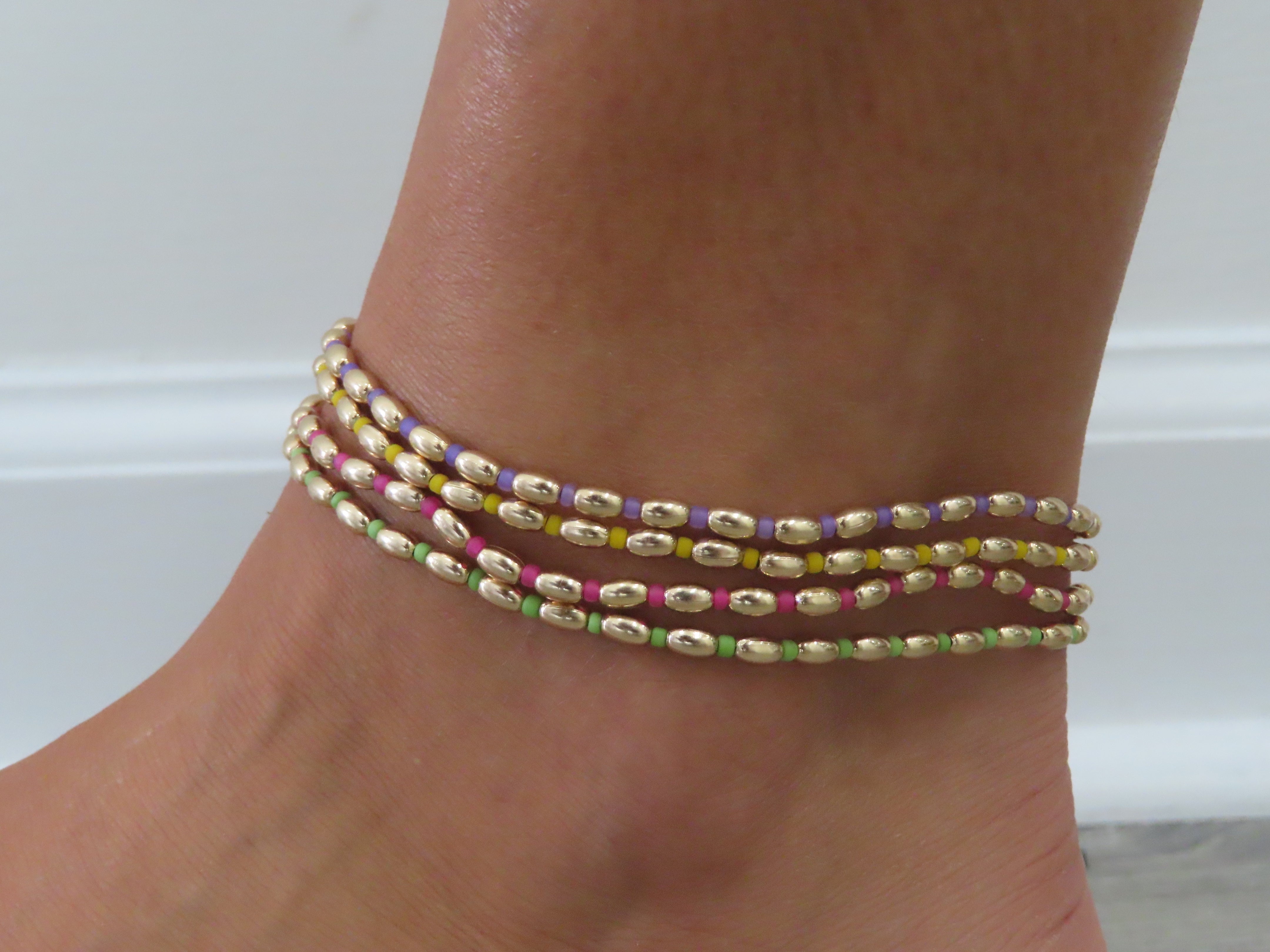 14K GOLD FILLED COLOR BALL ANKLET