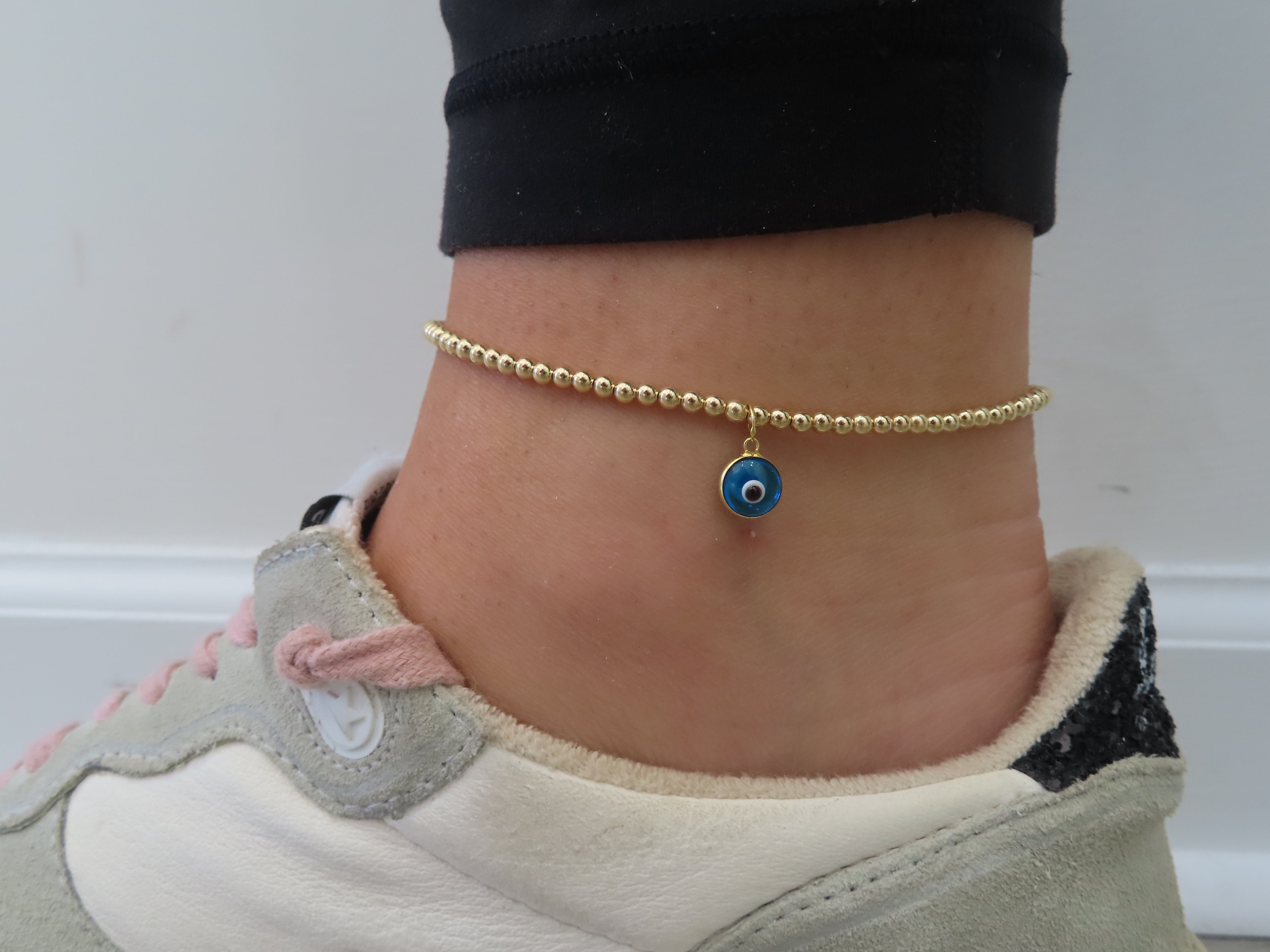 14K GOLD FILLED Evil Eye Anklet