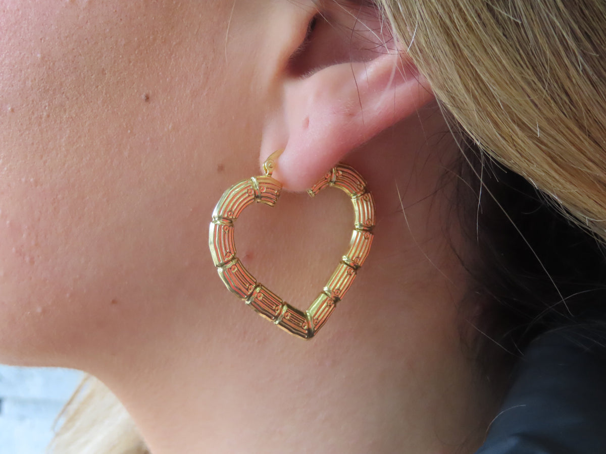 Bamboo Heart Hoops | Restivo Jewelers