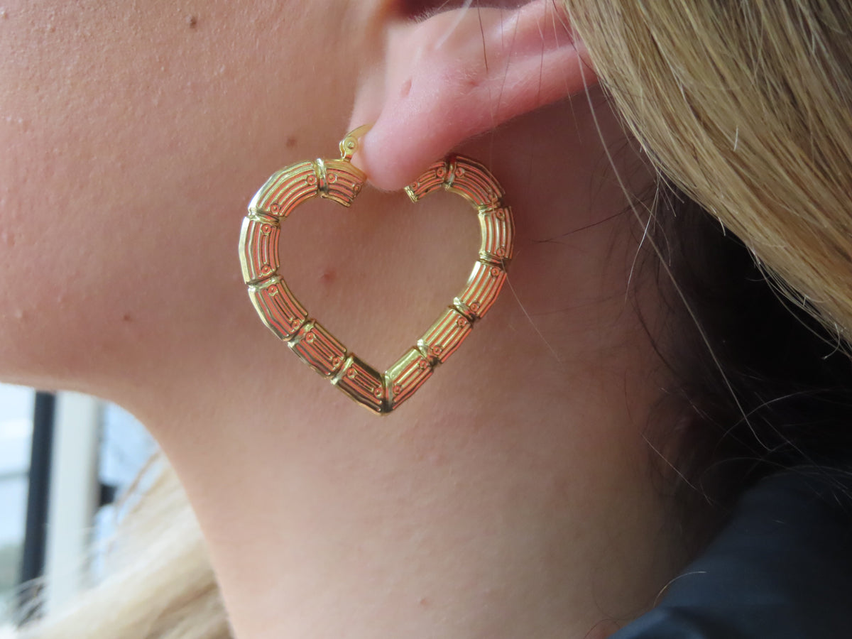 Bamboo Heart Hoops | Restivo Jewelers